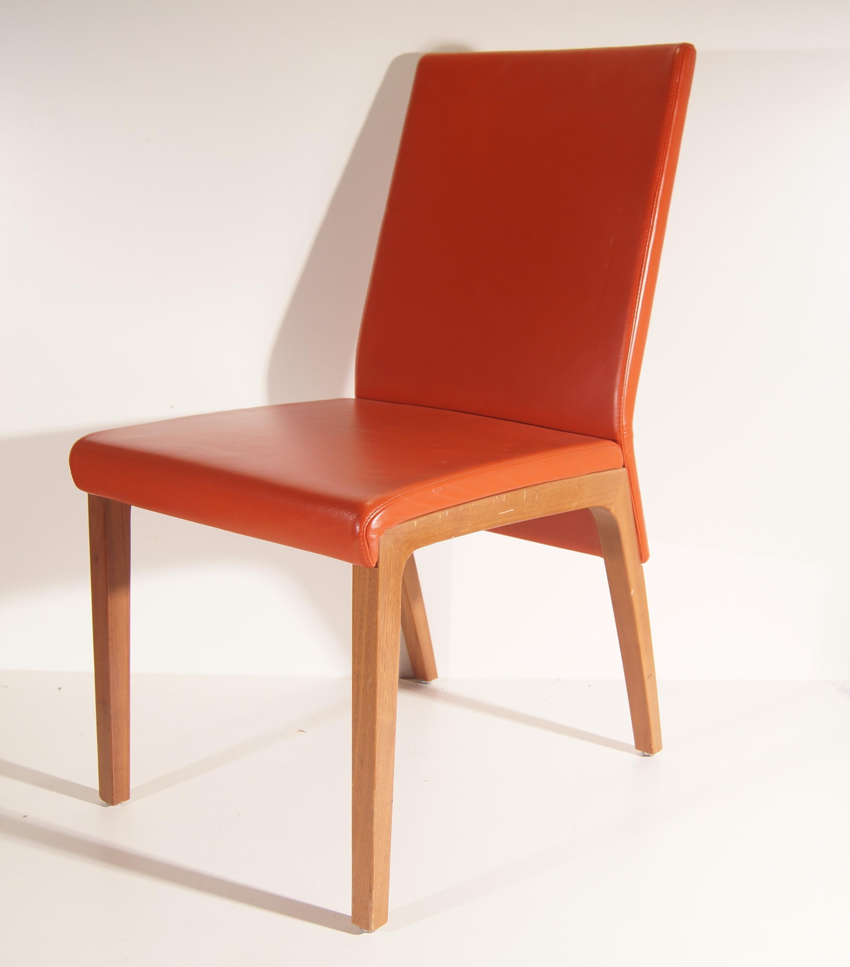 Rolf Benz - Dining room chair in orange leather 3