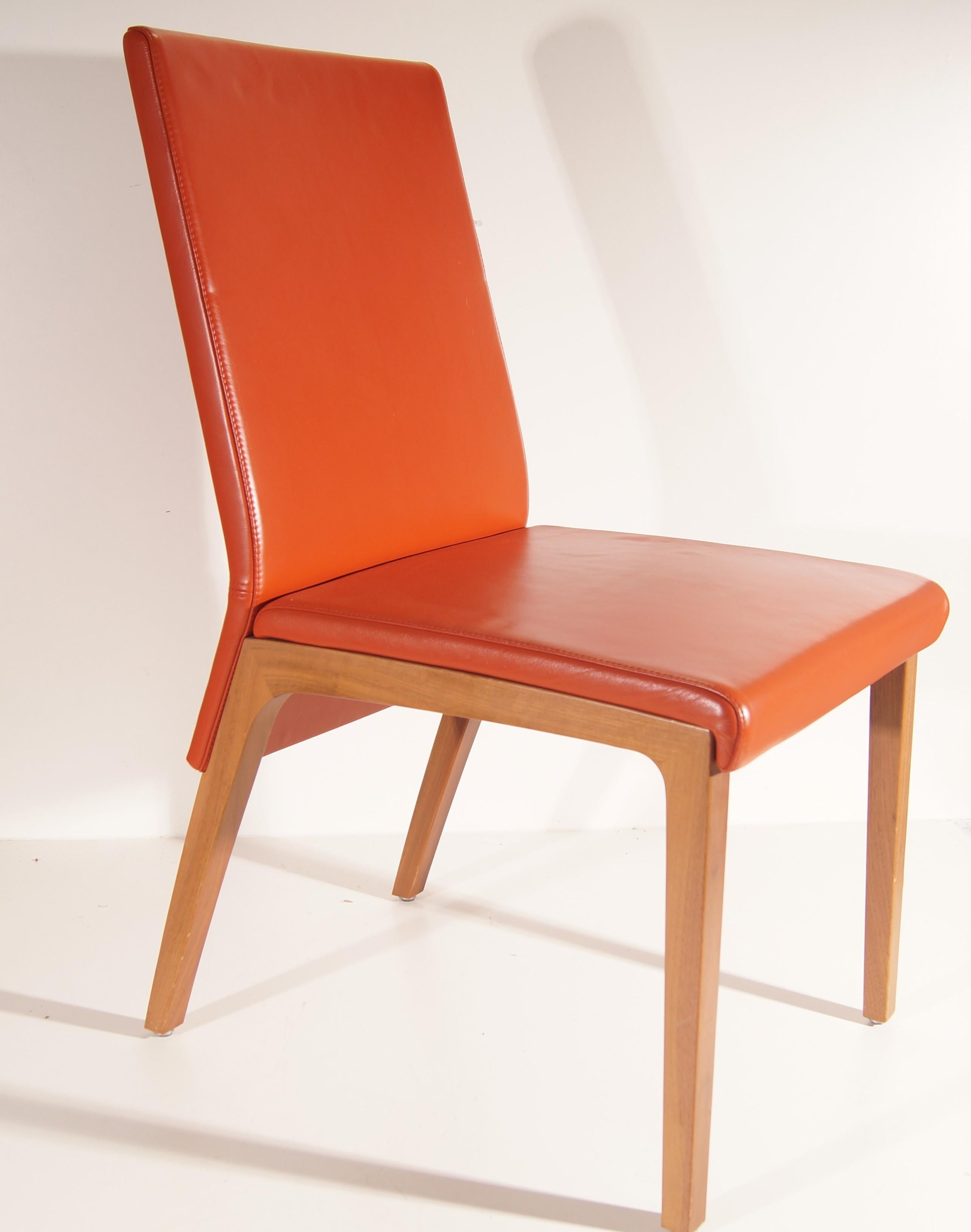 Rolf Benz - Dining room chair in orange leather 4