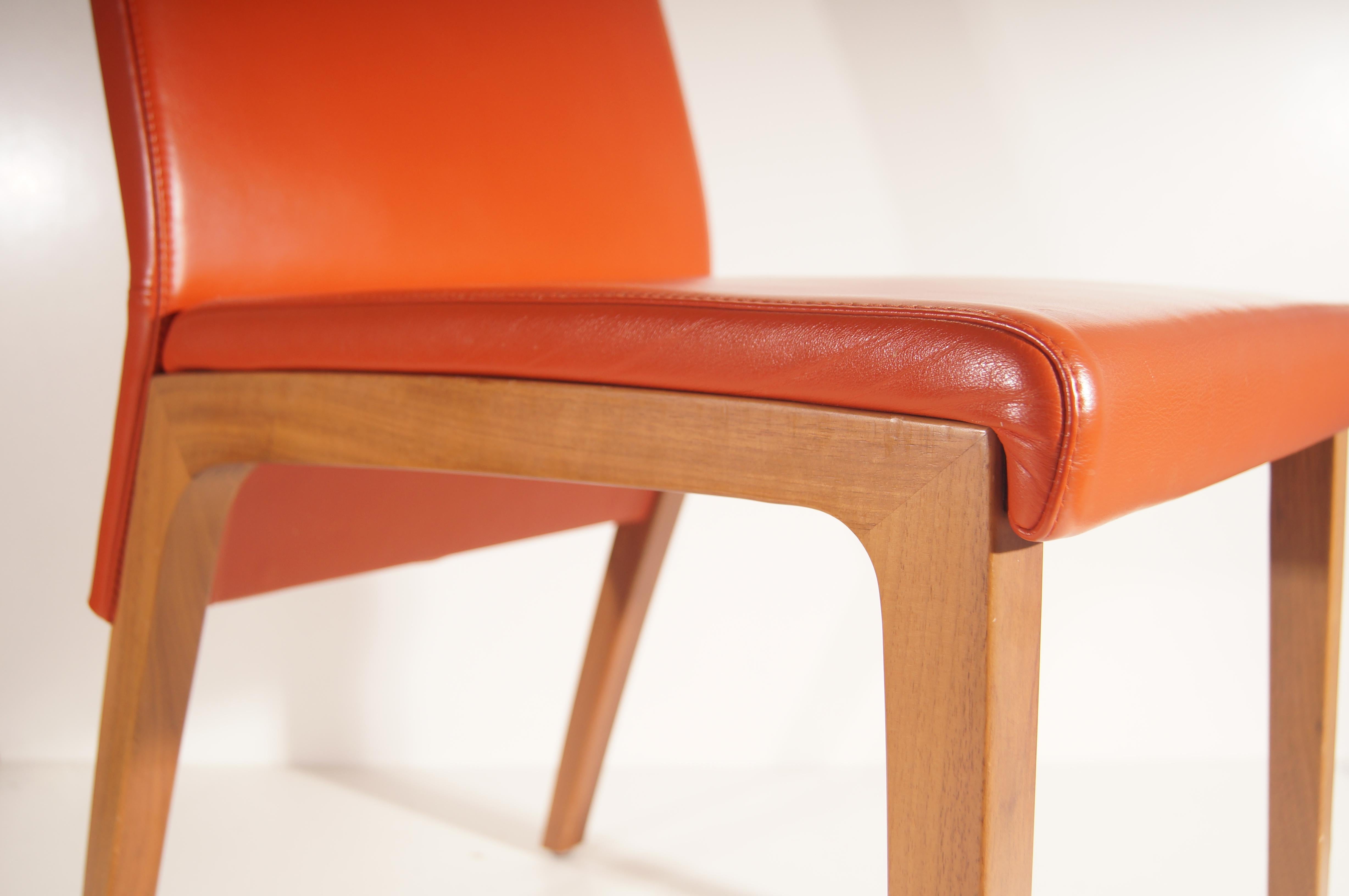 Rolf Benz - Dining room chair in orange leather 5