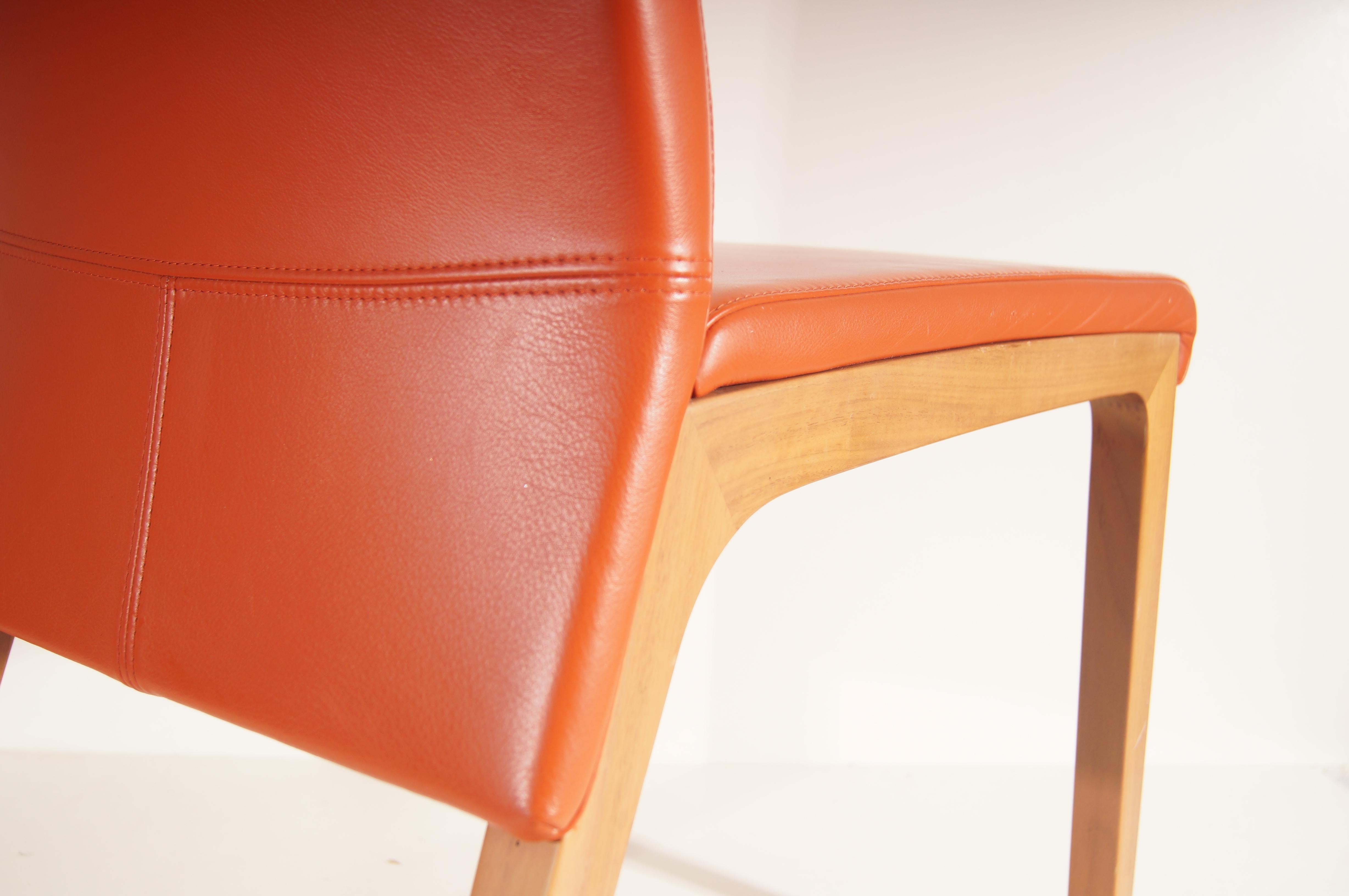 Rolf Benz - Dining room chair in orange leather 6