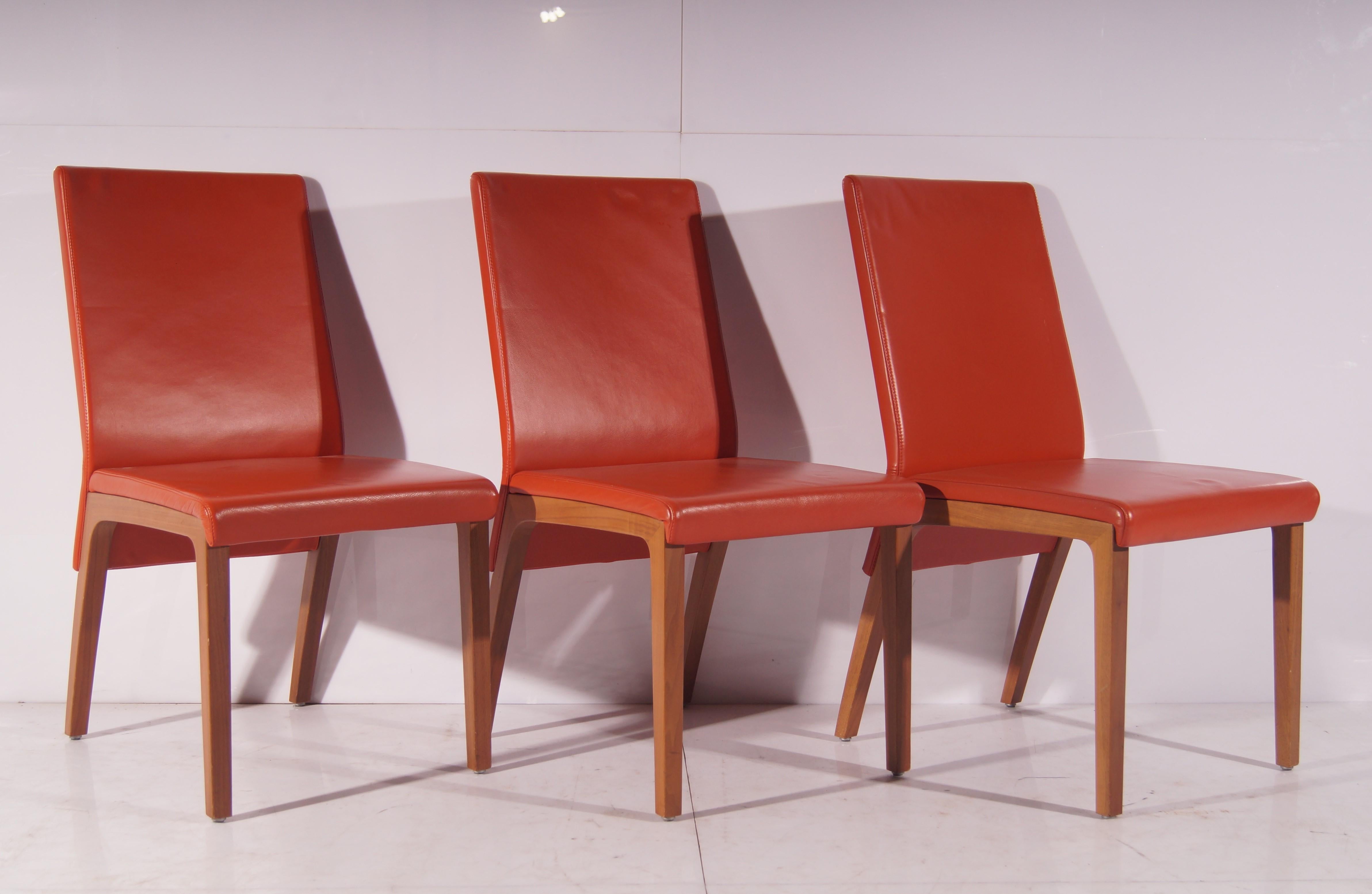Rolf Benz - Dining room chair in orange leather 7