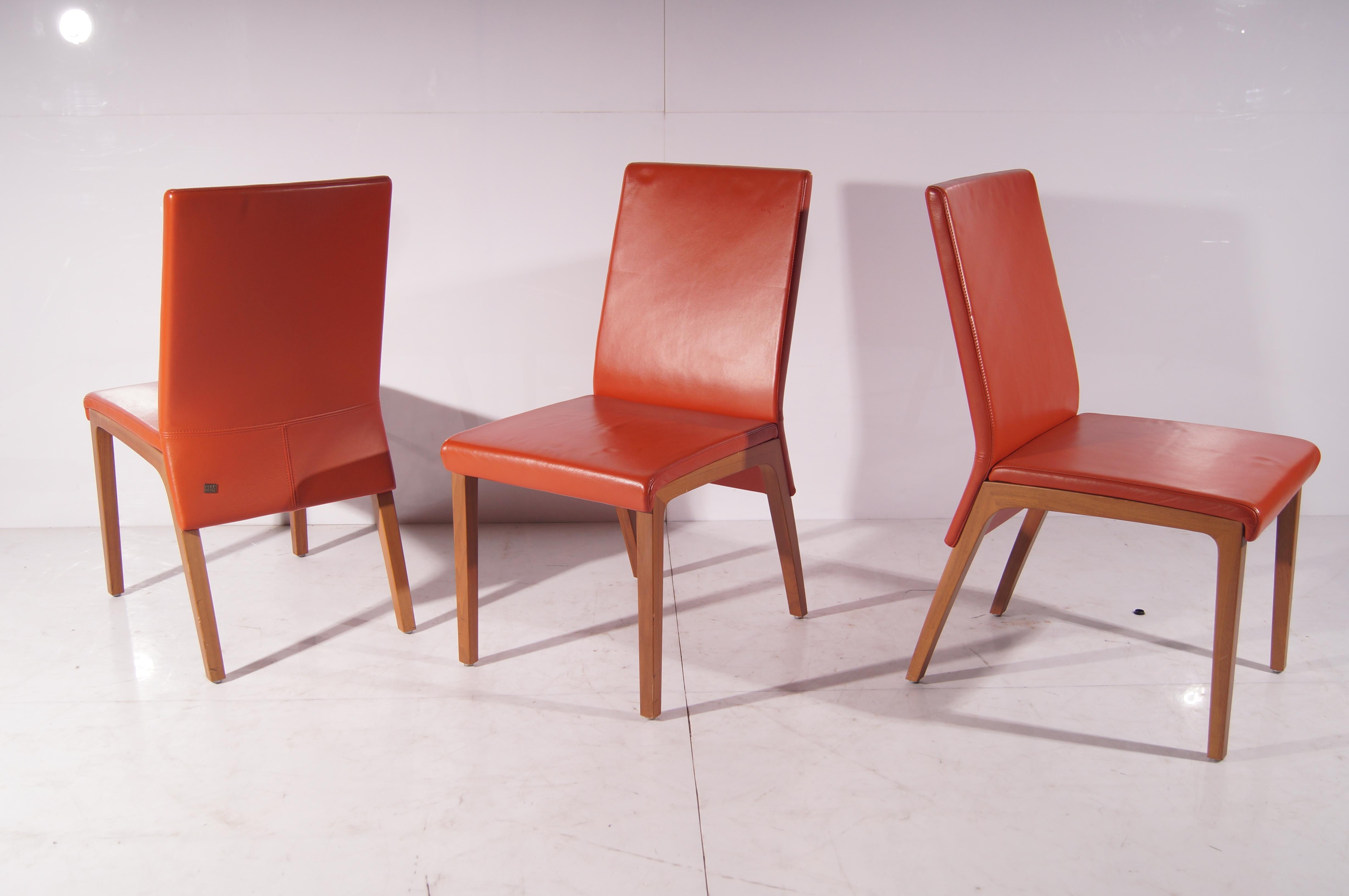 Rolf Benz - Dining room chair in orange leather 8