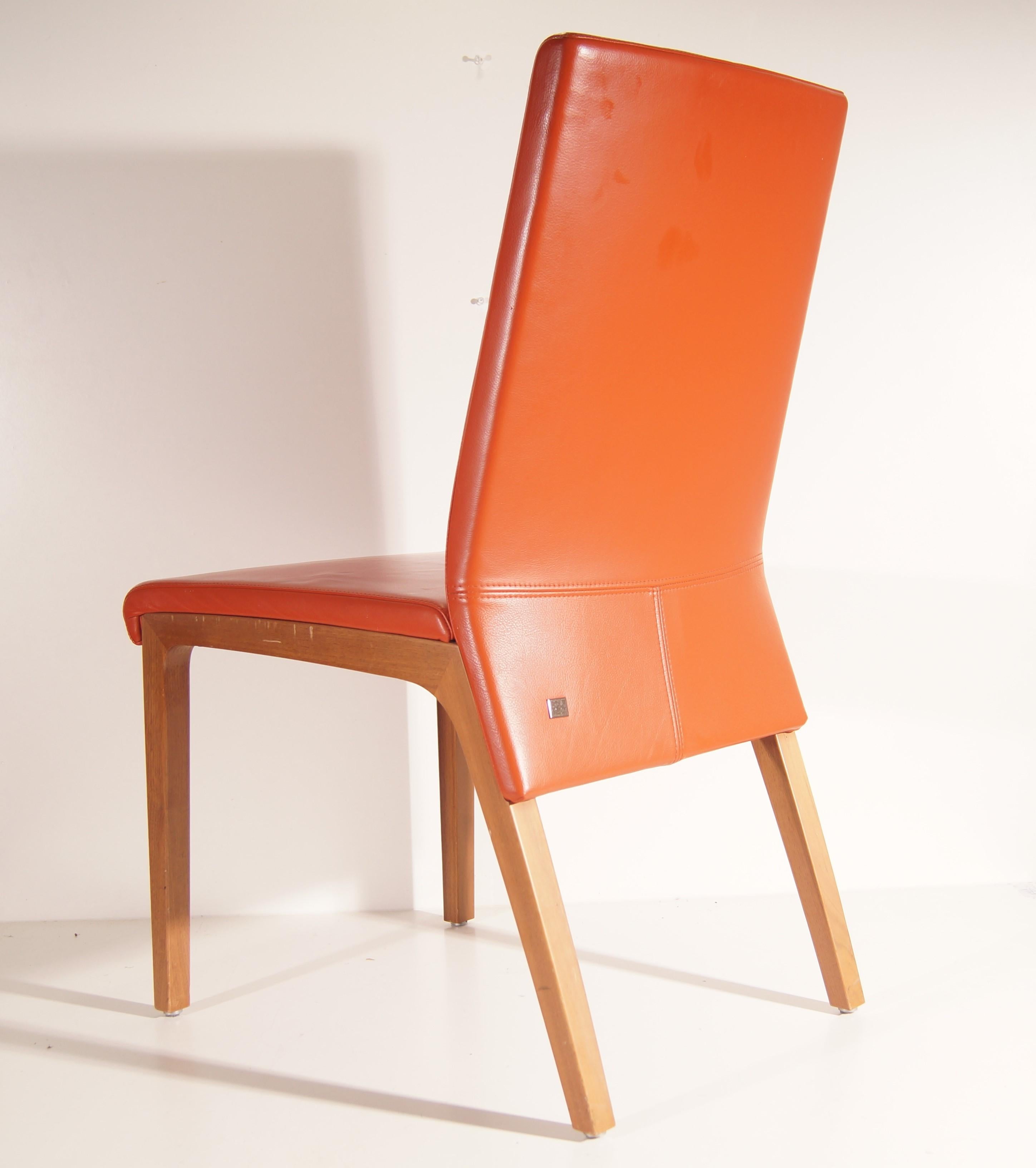 Modern Rolf Benz - Dining room chair in orange leather