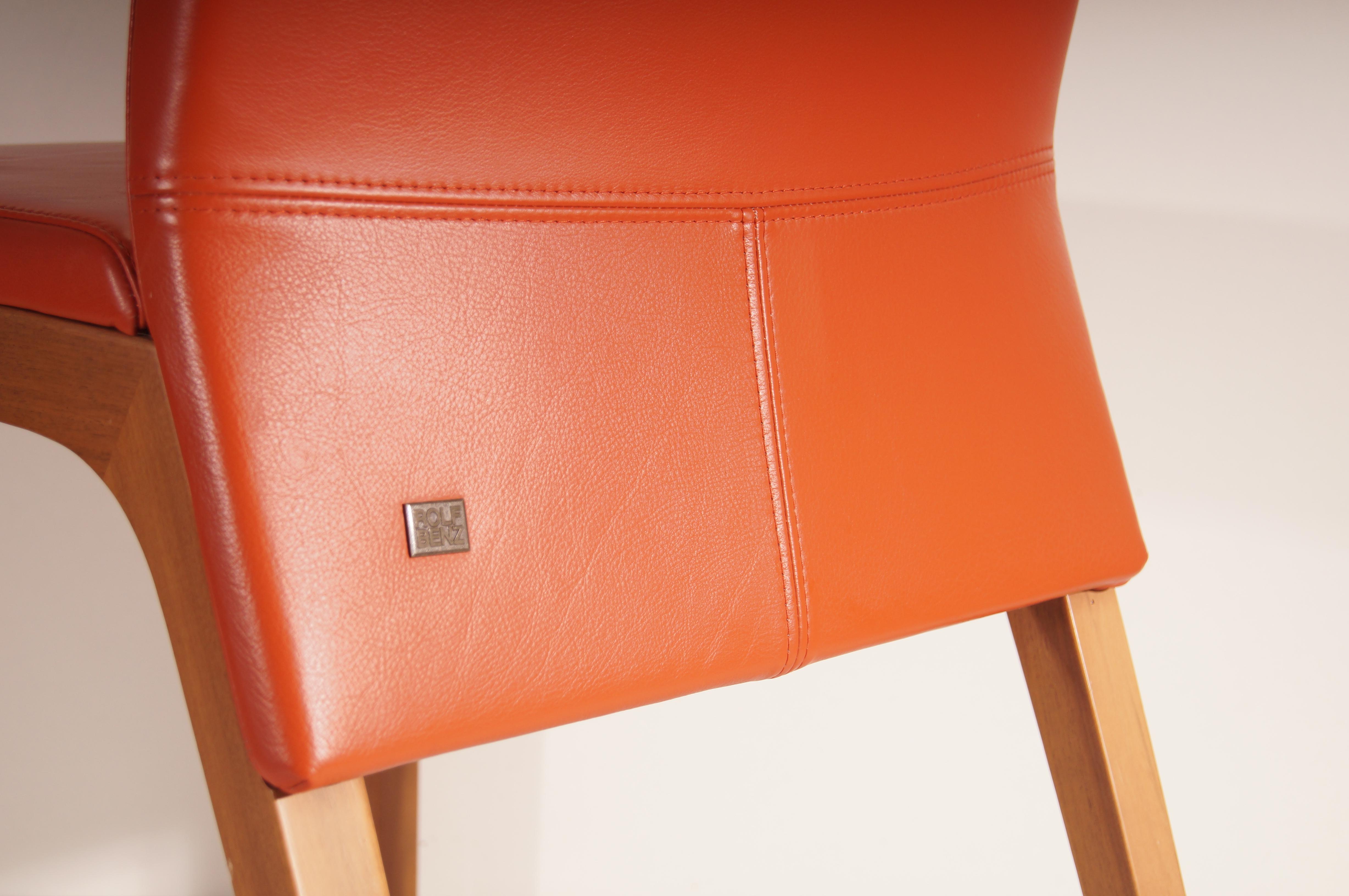 Rolf Benz - Dining room chair in orange leather In Good Condition In Soesterberg, UT