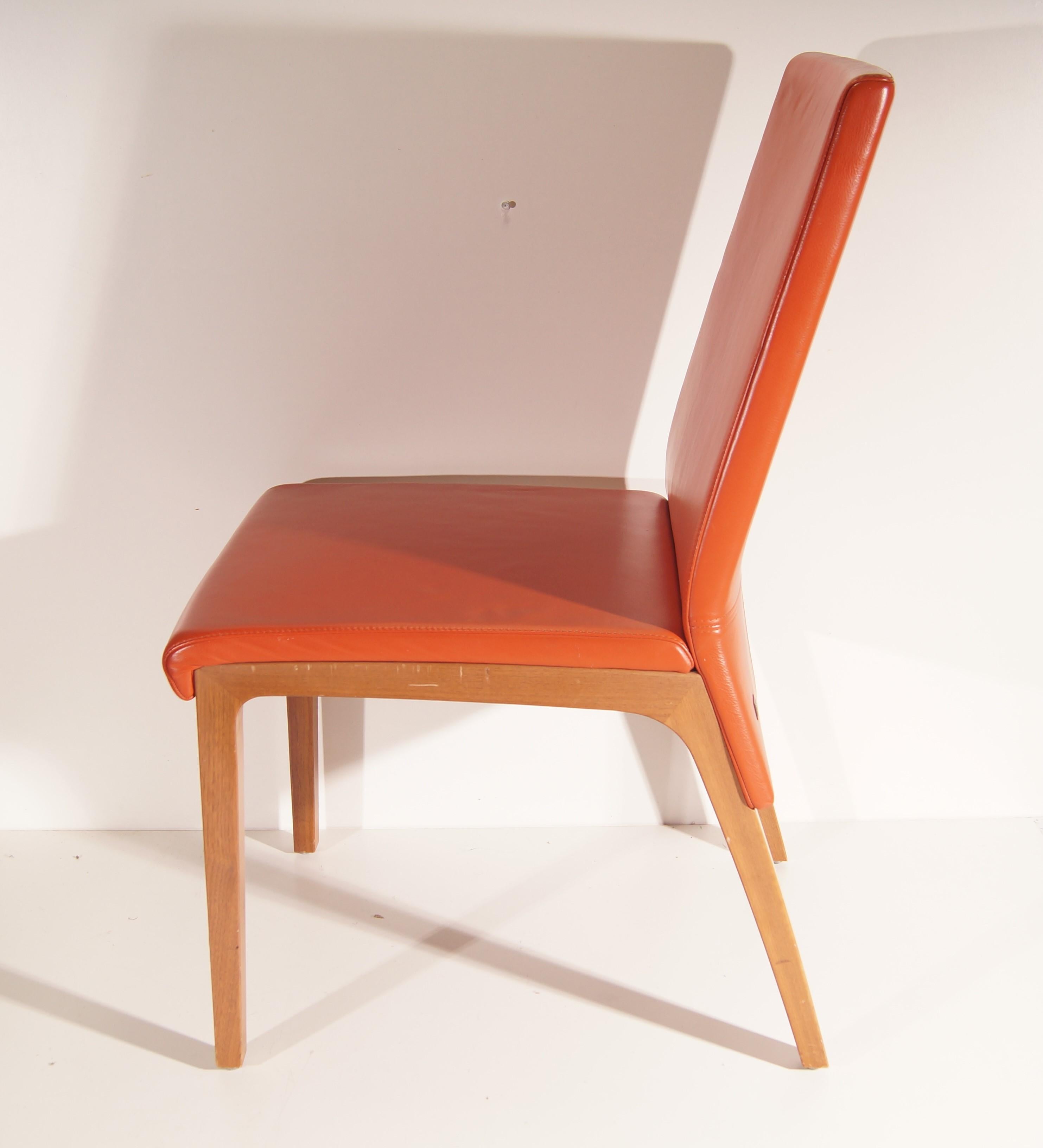 Rolf Benz - Dining room chair in orange leather 1