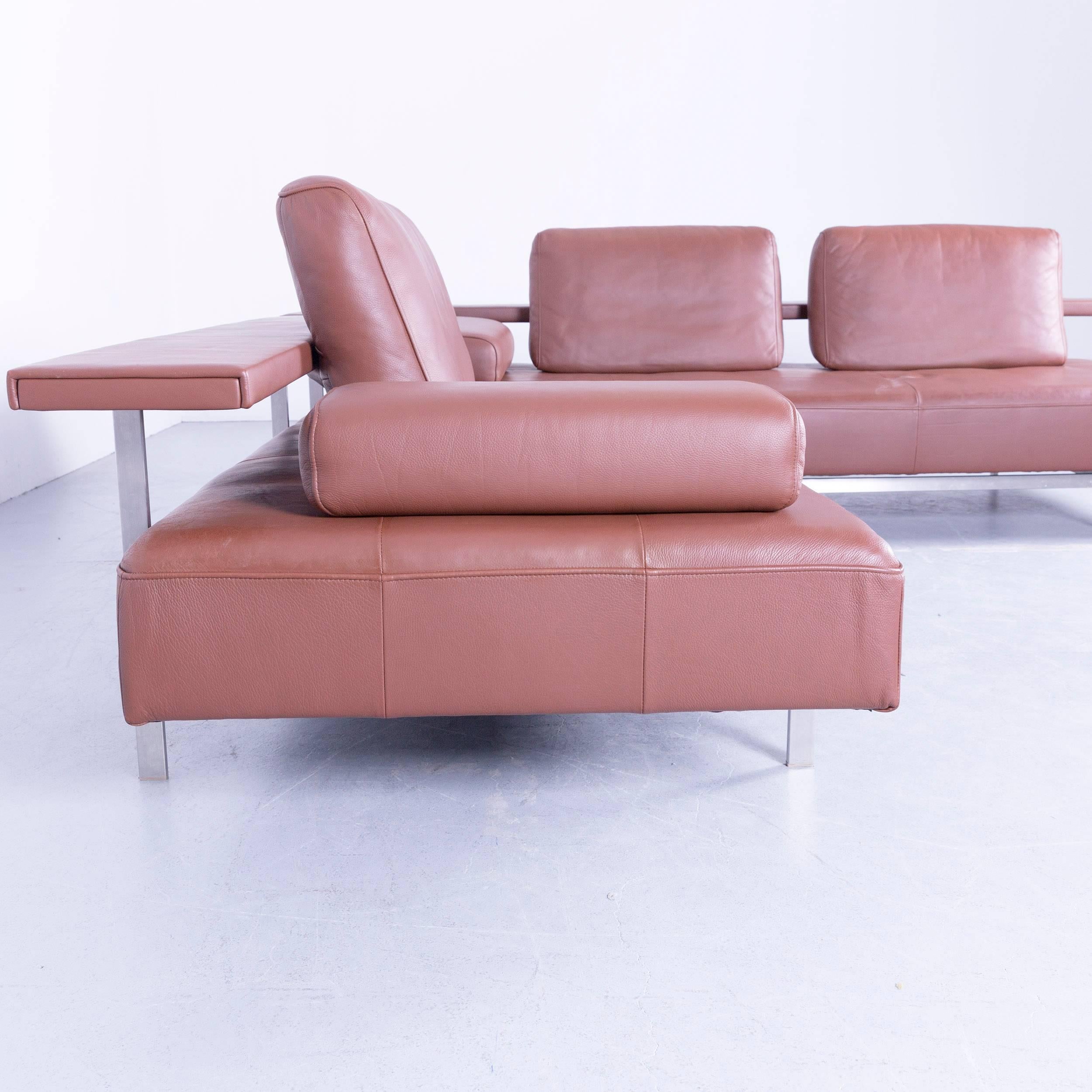 German Rolf Benz Dono Designer Corner Sofa Brown Leather Couch Modern