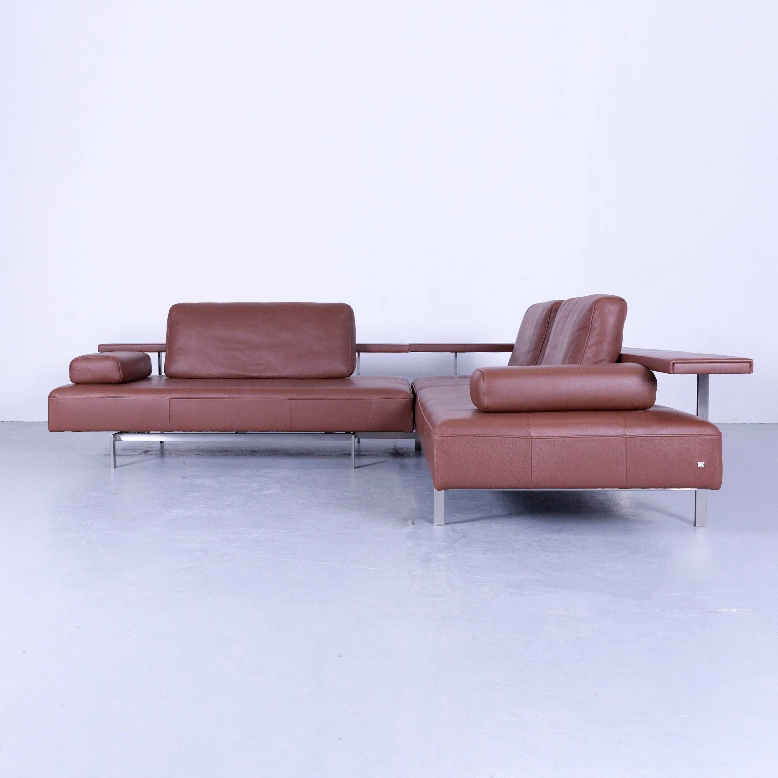 Rolf Benz Dono Designer Corner Sofa Brown Leather Couch Modern 3