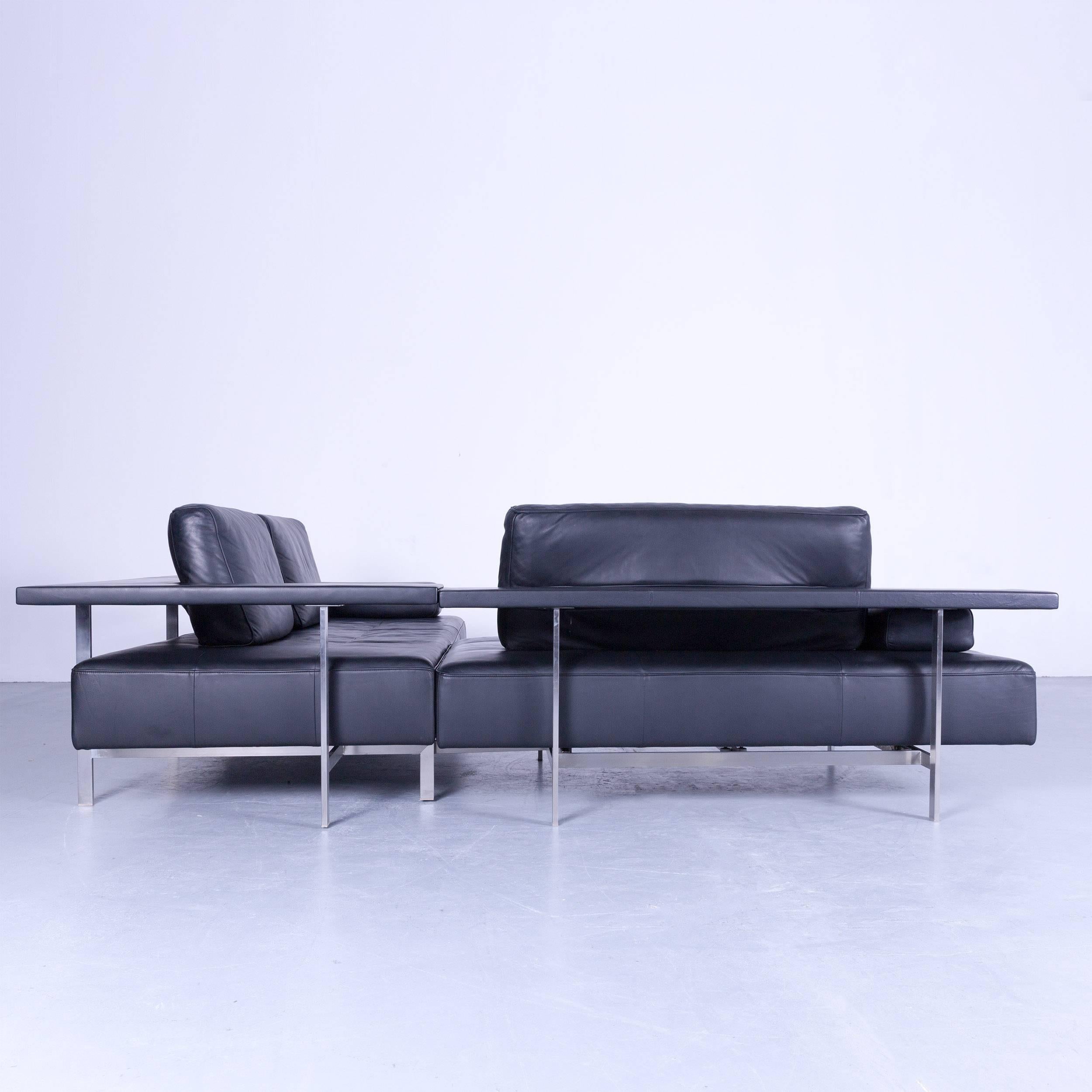 Rolf Benz Dono Designer Corner Sofa Dark Blue Leather Couch Modern 4