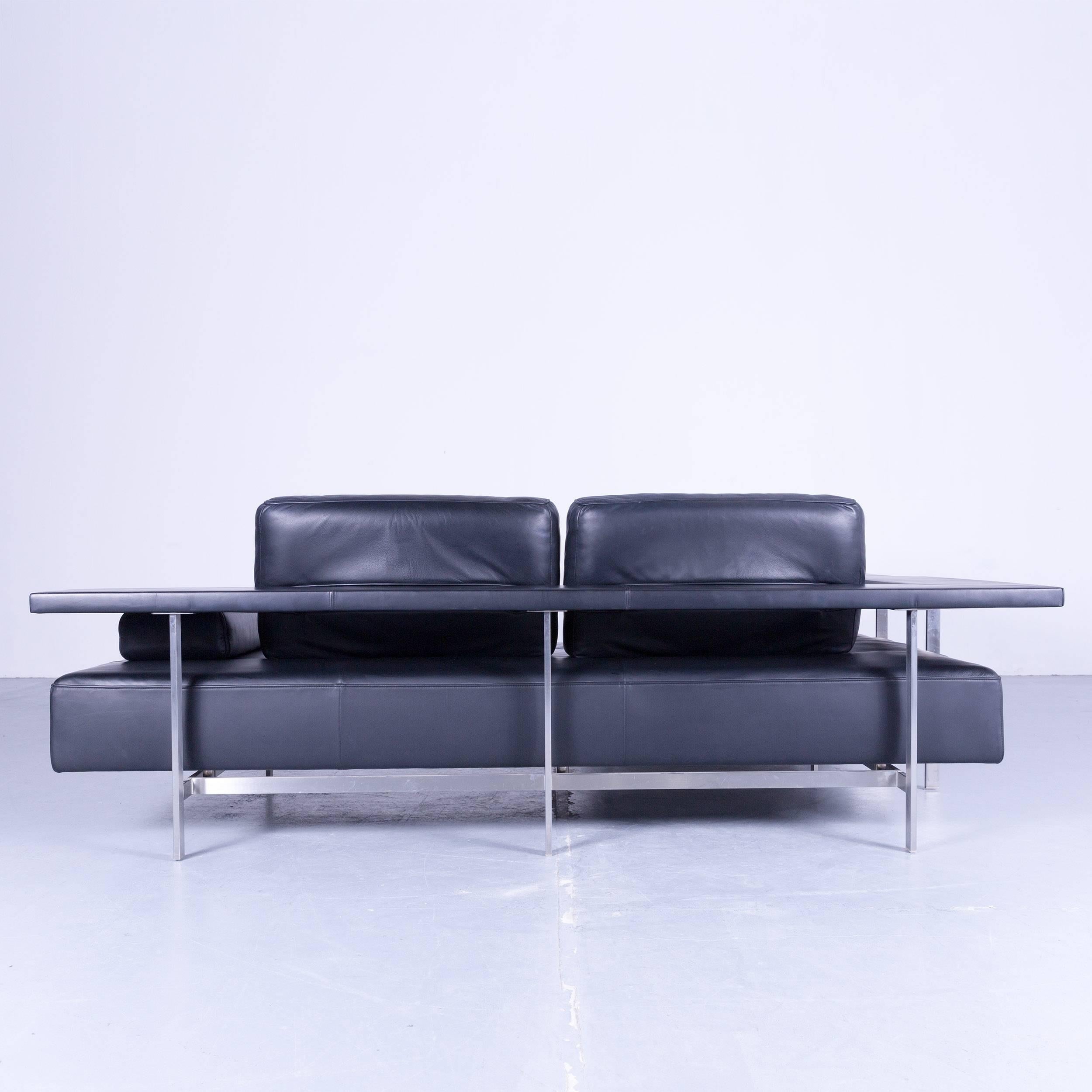 Rolf Benz Dono Designer Corner Sofa Set Footstool Dark Blue Leather Couch Modern 3