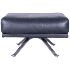 Rolf Benz Dono Designer Footstool Dark Blue Leather Modern