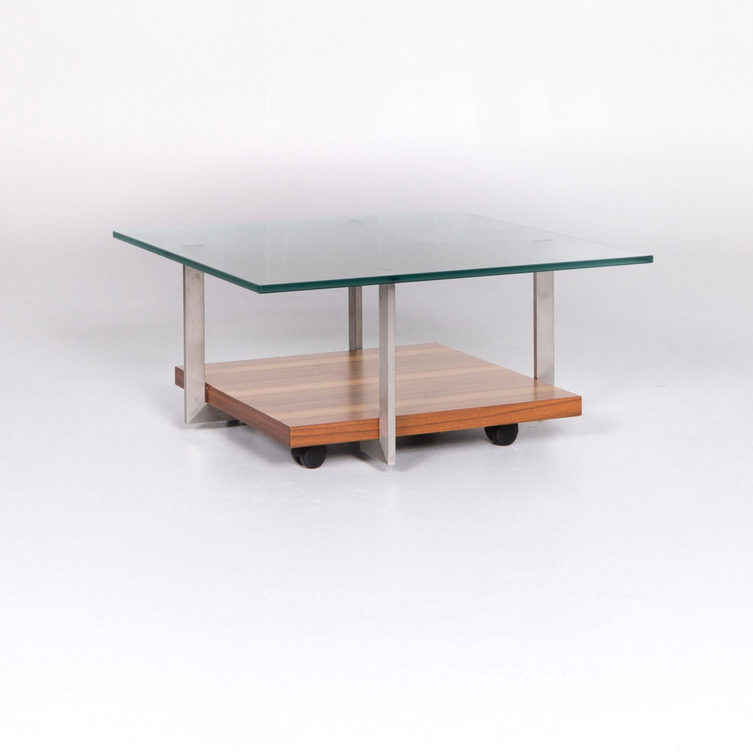Modern Rolf Benz Dono Designer Glass Wood Coffee Table Table For Sale