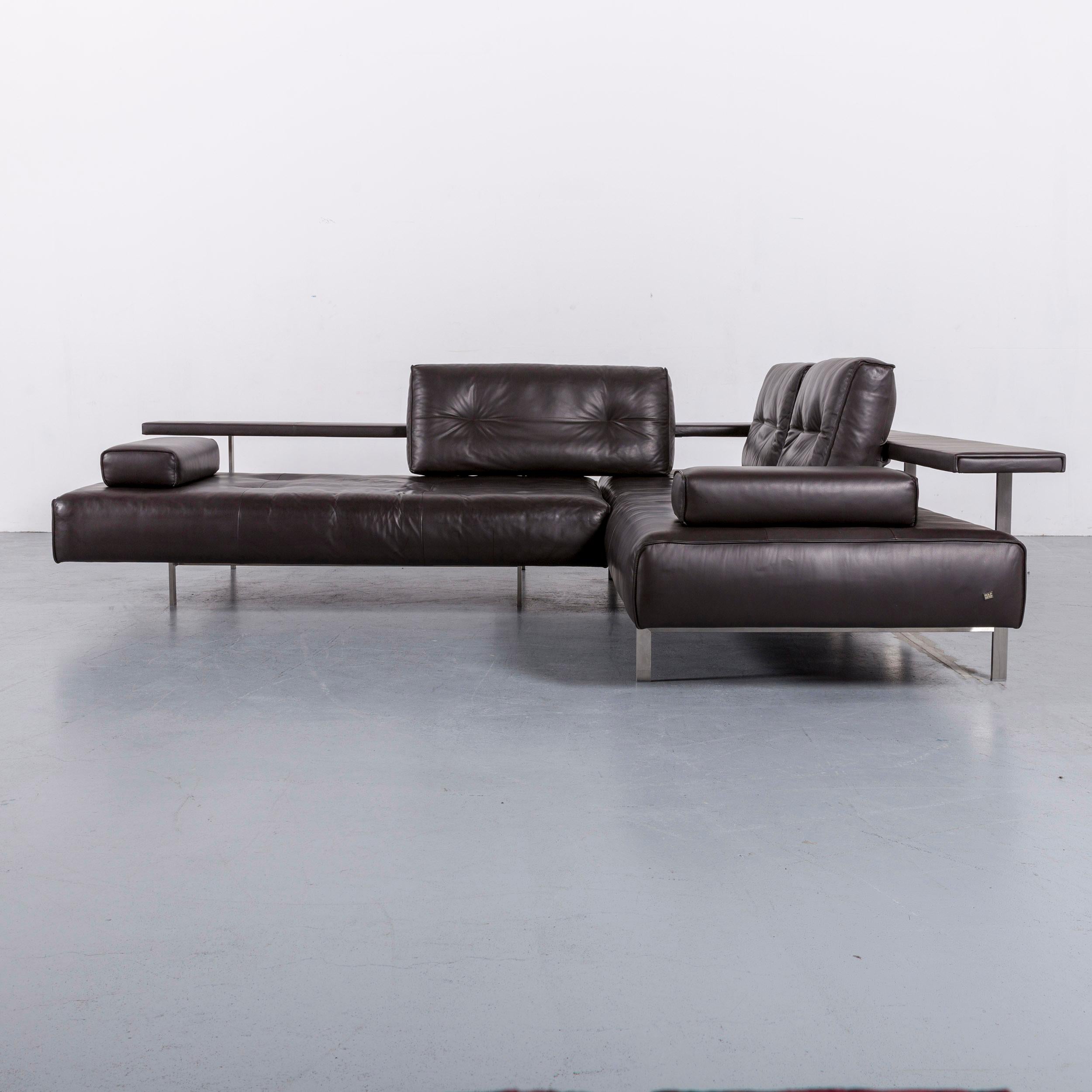 Rolf Benz Dono Designer Leather Corner Sofa Black with Function 6