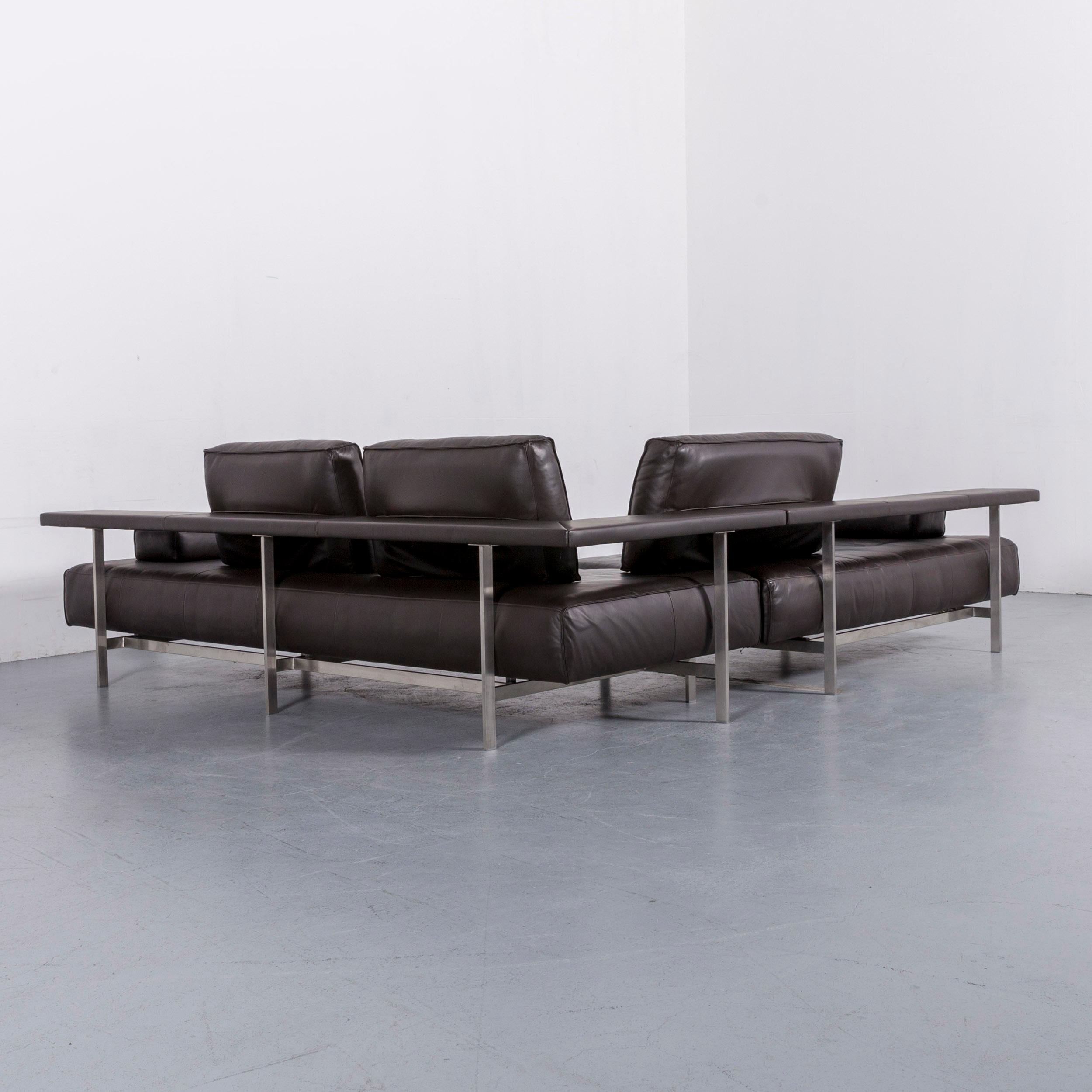Rolf Benz Dono Designer Leather Corner Sofa Black with Function 7