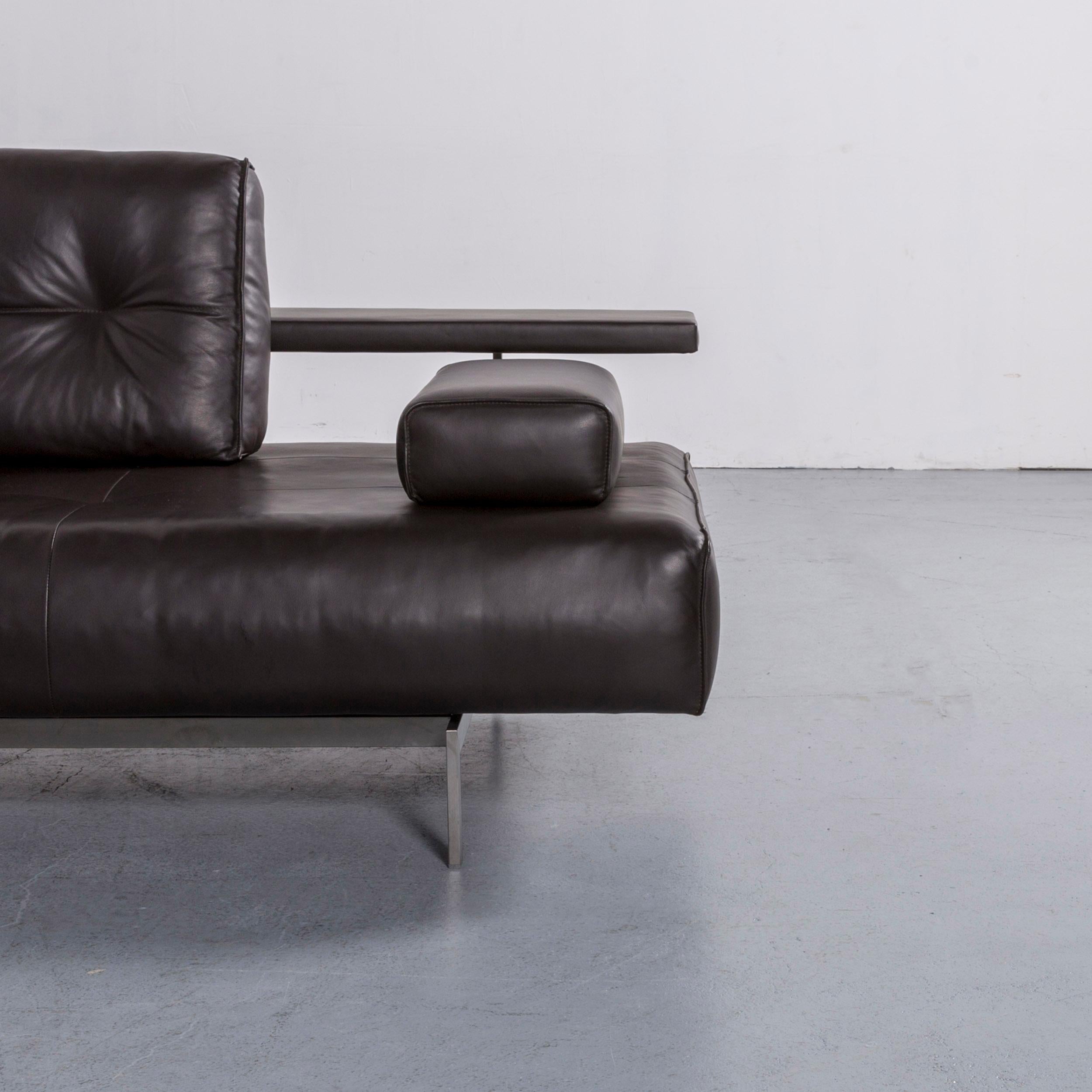 German Rolf Benz Dono Designer Leather Corner Sofa Black with Function