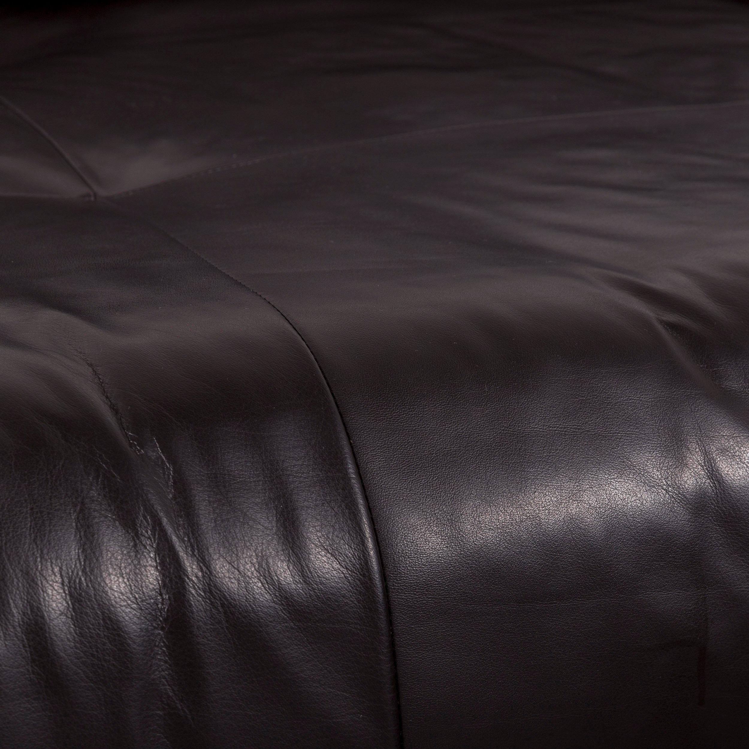 Rolf Benz Dono Designer Leather Corner Sofa Black with Function 2