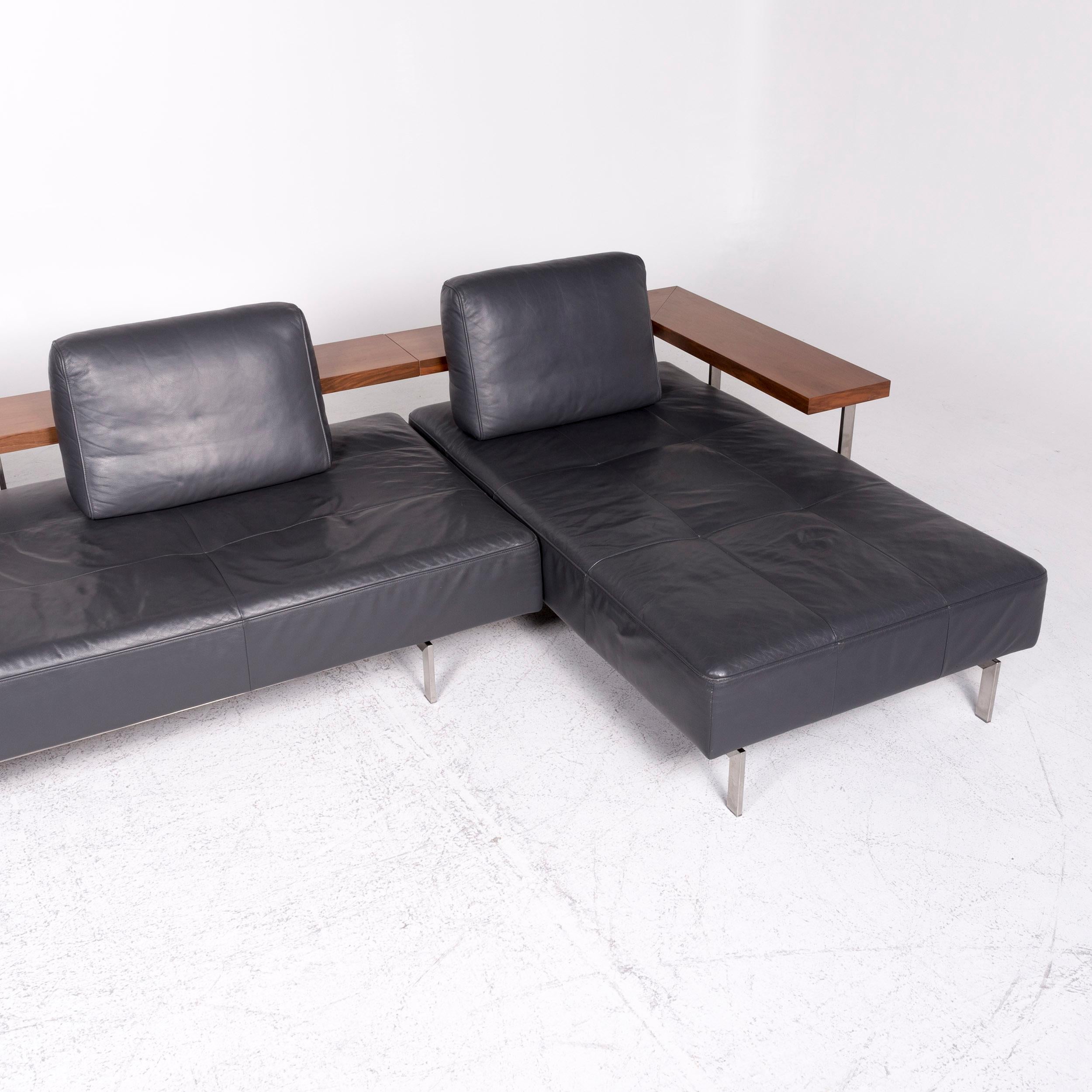 Rolf Benz Dono Designer Leather Corner Sofa Gray Genuine Leather Sofa Couch In Excellent Condition In Cologne, DE