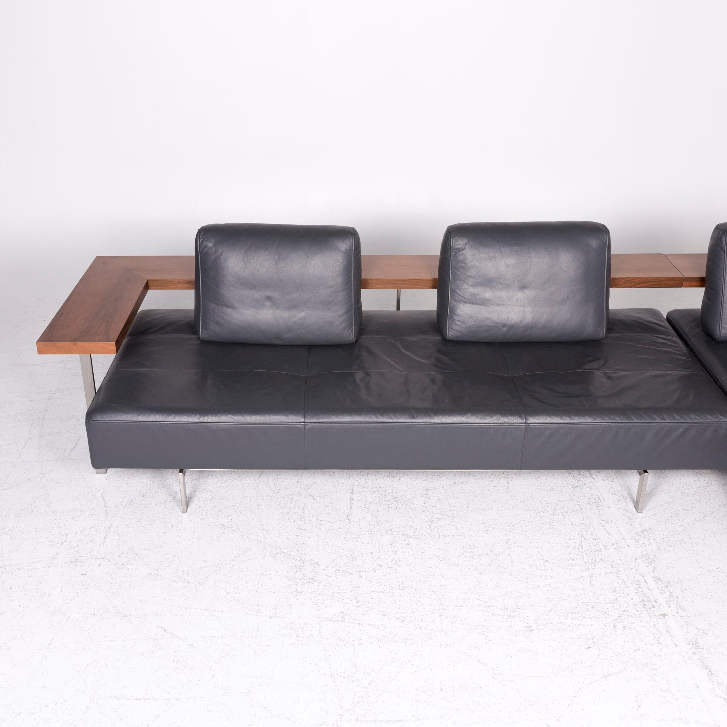 Contemporary Rolf Benz Dono Designer Leather Corner Sofa Gray Genuine Leather Sofa Couch