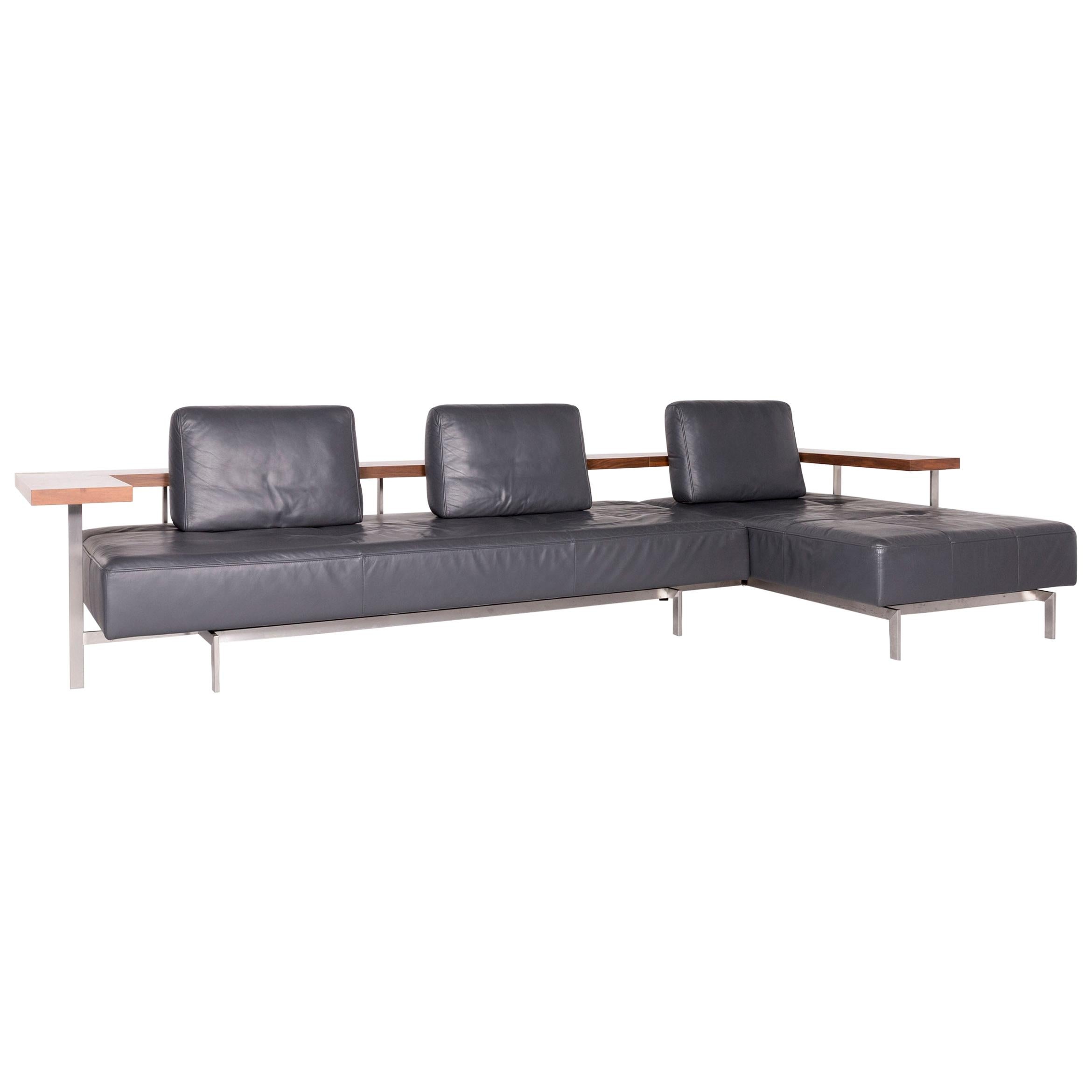 Rolf Benz Dono Designer Leather Corner Sofa Gray Genuine Leather Sofa Couch