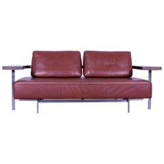 Rolf Benz Dono Designer Leather Sofa Red Brown Three-Seat