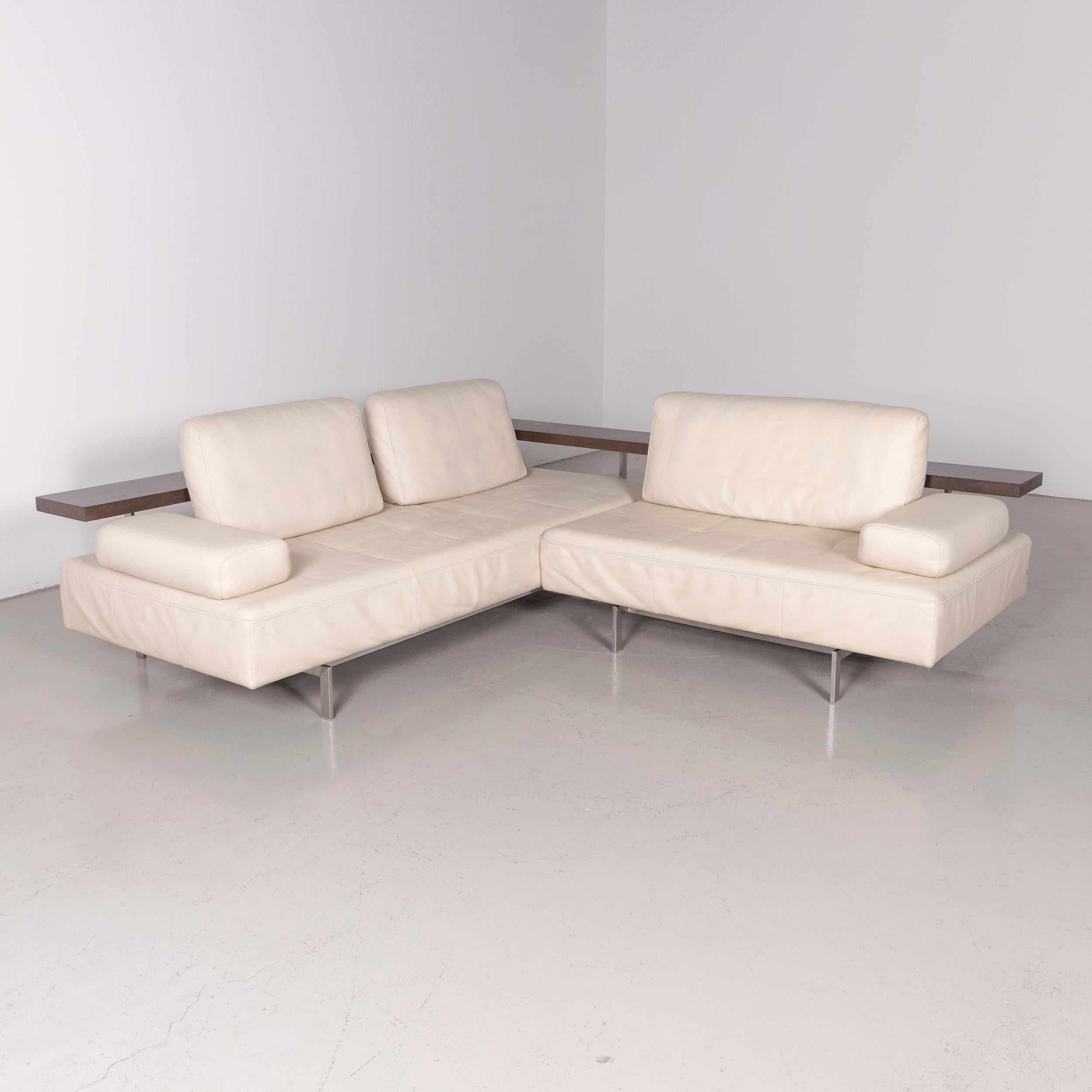 Rolf Benz dono designer leather sofa set creme corner couch.