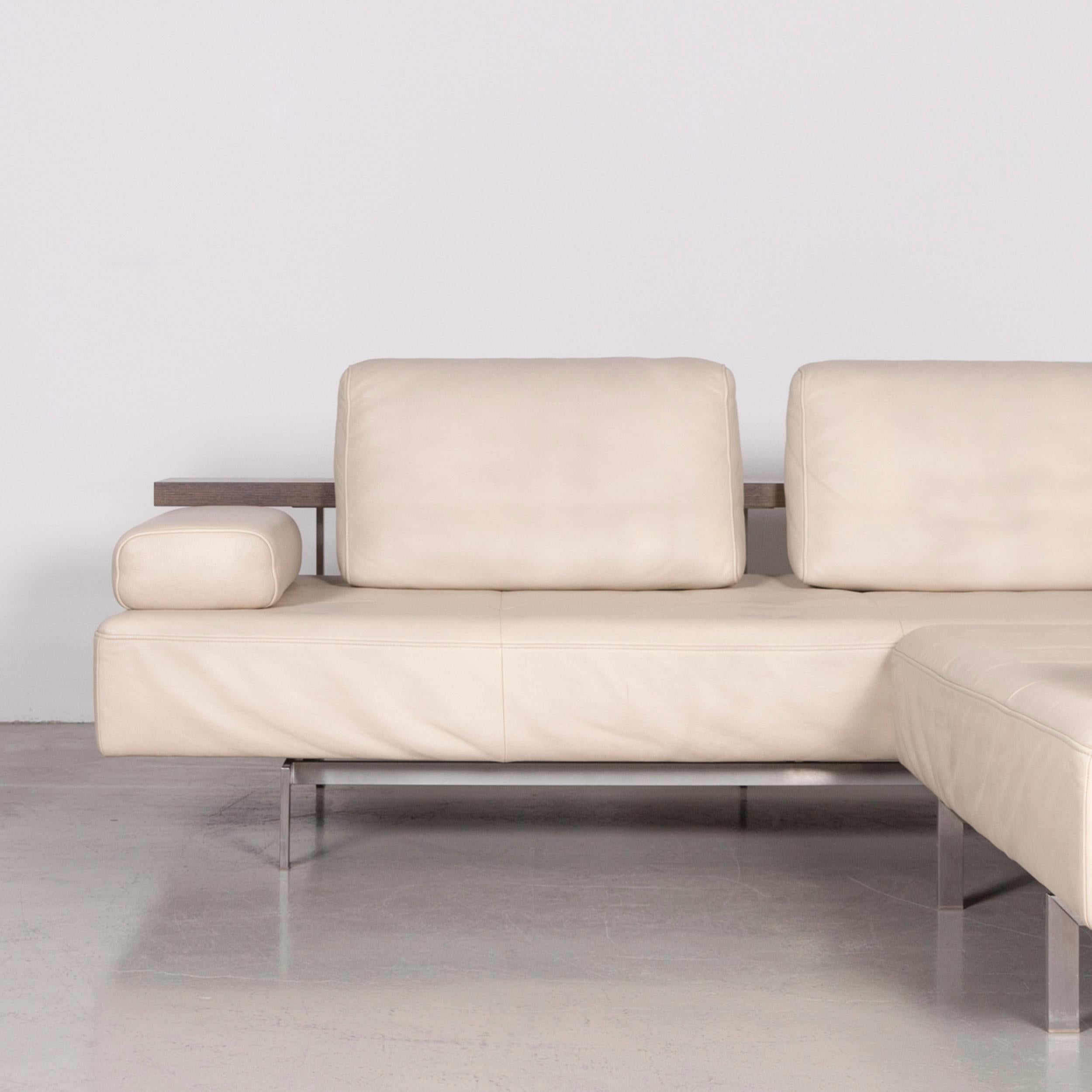 Modern Rolf Benz Dono Designer Leather Sofa Set Creme Corner Couch For Sale