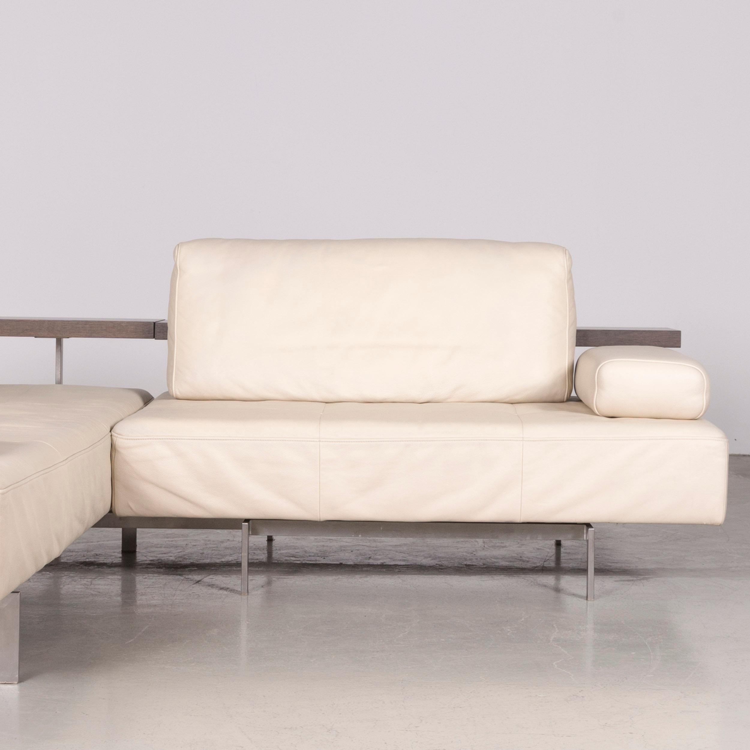 German Rolf Benz Dono Designer Leather Sofa Set Creme Corner Couch For Sale
