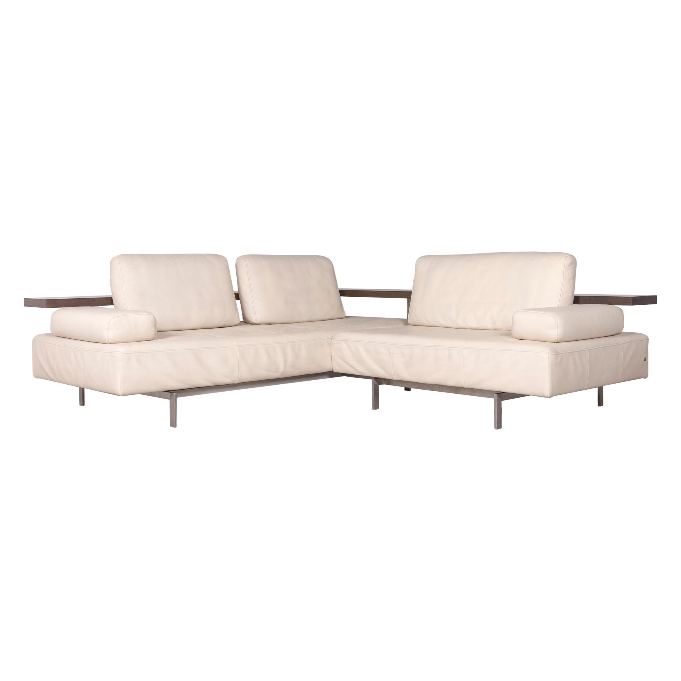Rolf Benz Dono Designer Leather Sofa Set Creme Corner Couch For Sale