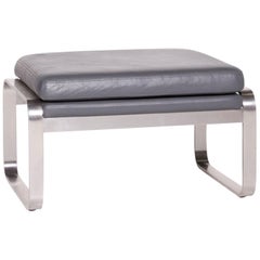 Rolf Benz Dono Designer Leather Stool Gray Genuine Leather Stool