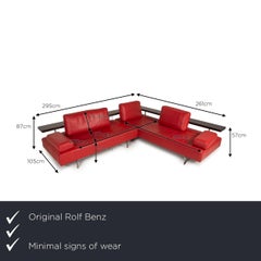 Rolf Benz Dono Leather Corner Sofa Red Couch Sofa