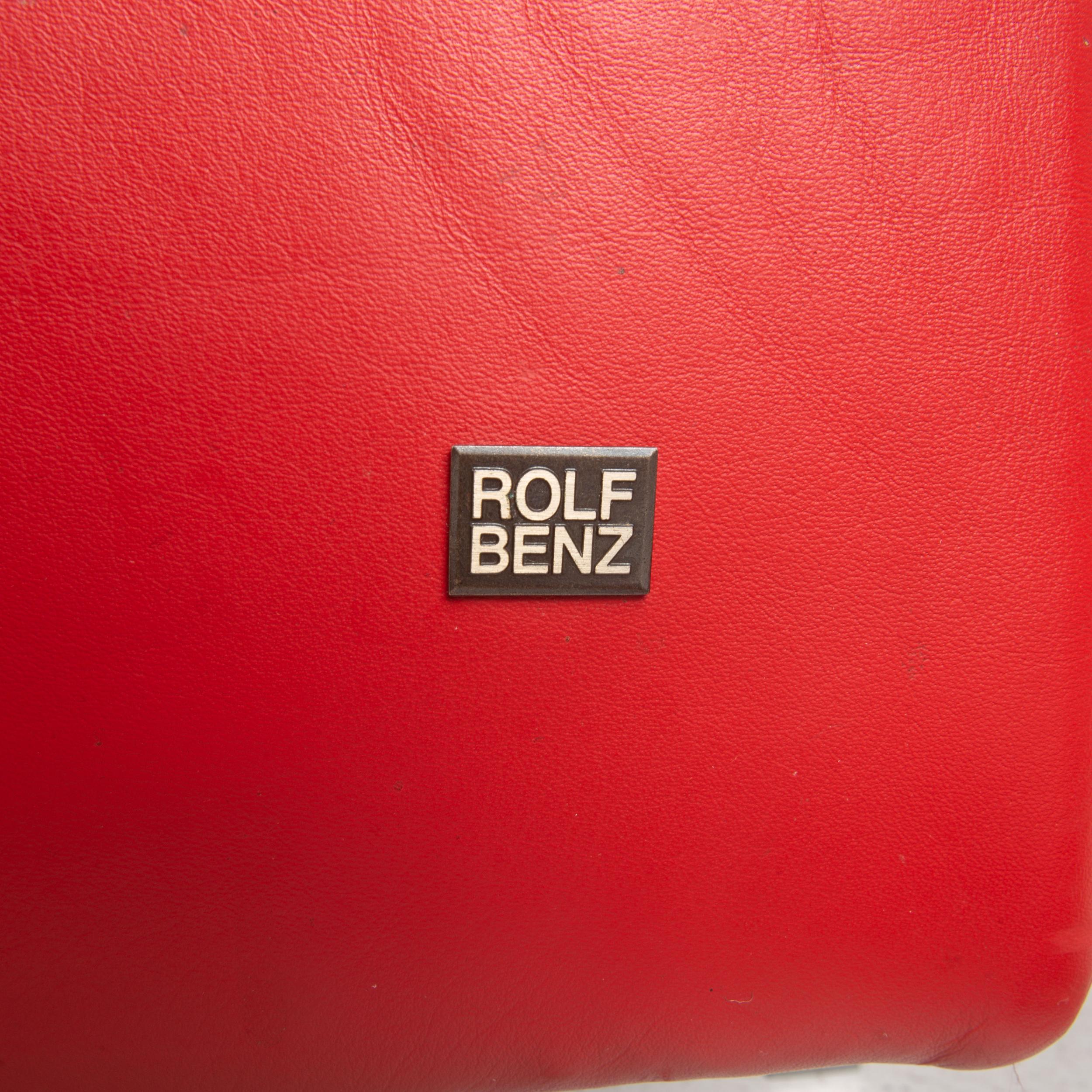 Rolf Benz Dono Leather Corner Sofa Red Couch Sofa In Good Condition For Sale In Cologne, DE