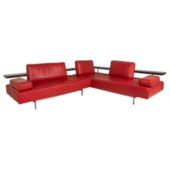 Rolf Benz Dono Leather Corner Sofa Red Couch Sofa