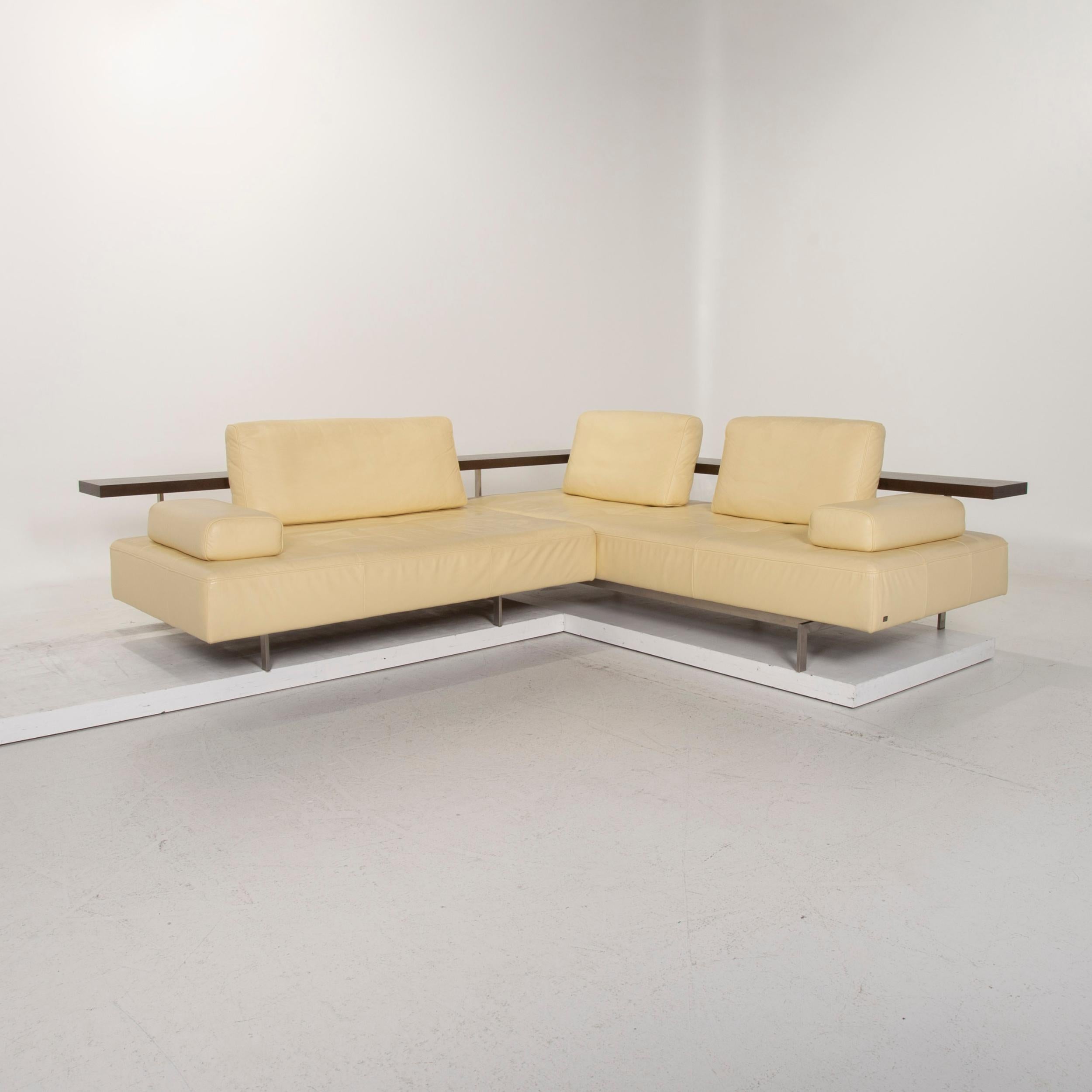 Rolf Benz Dono Leather Sofa, Beige Corner Sofa In Good Condition For Sale In Cologne, DE