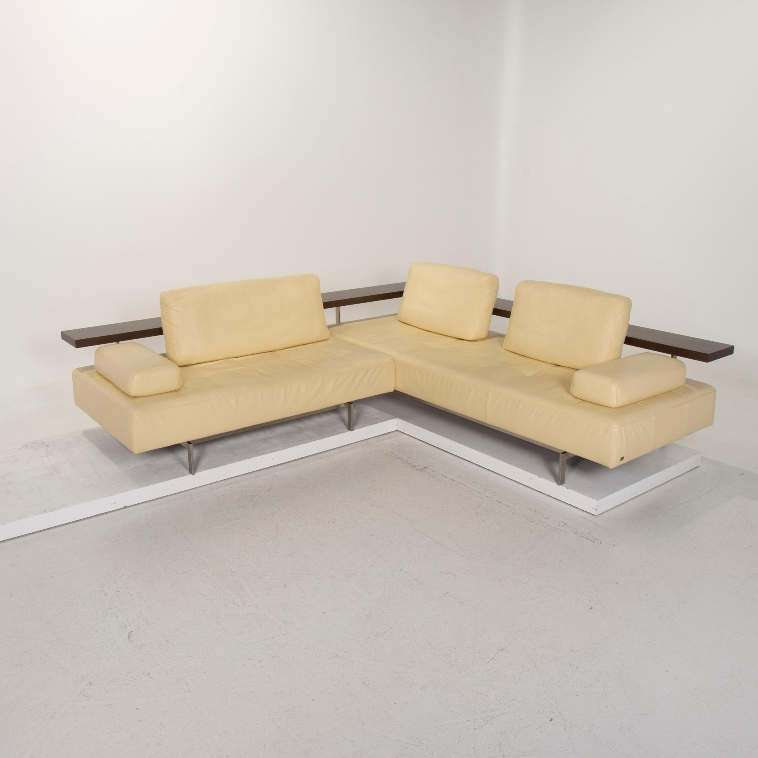 Contemporary Rolf Benz Dono Leather Sofa, Beige Corner Sofa For Sale