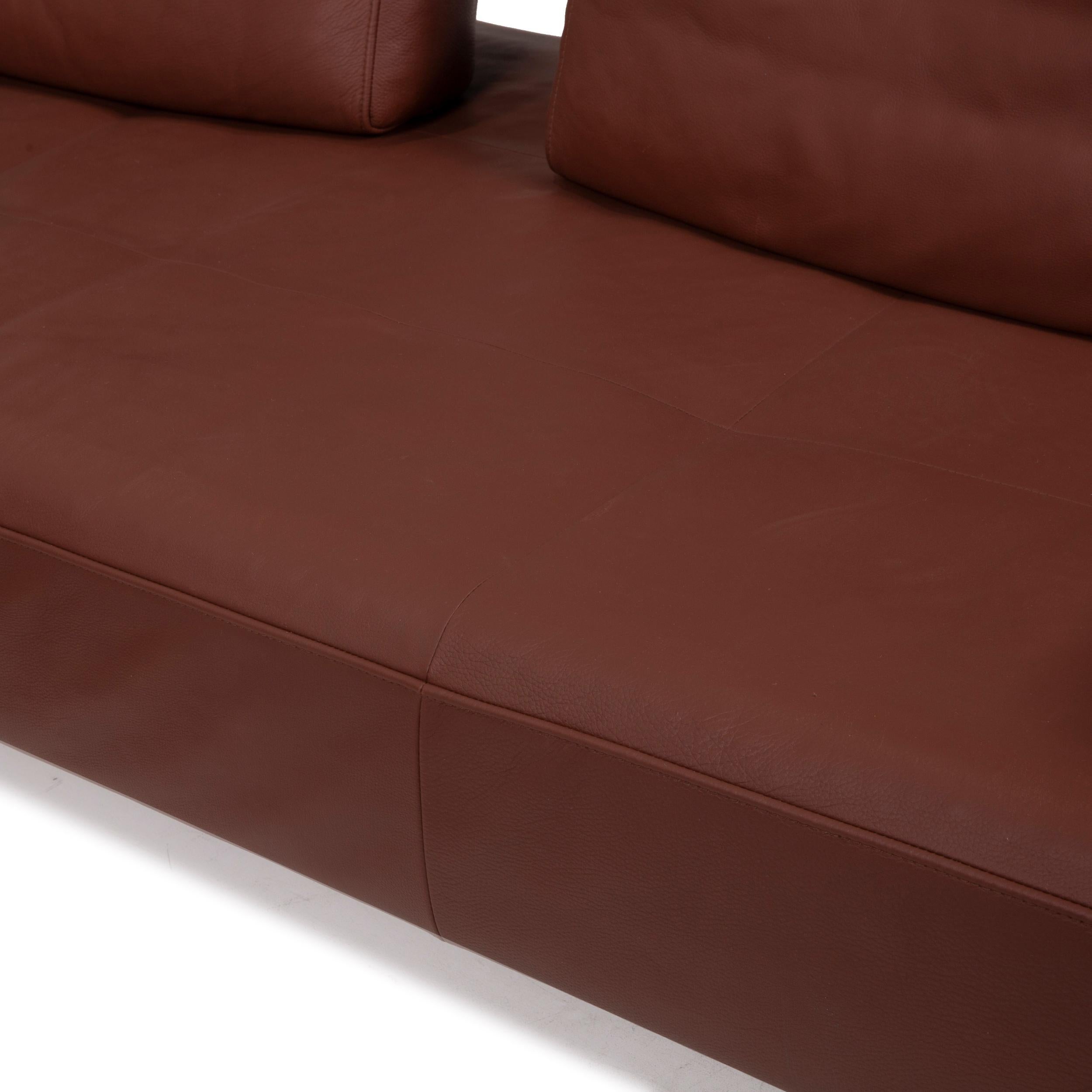 Modern Rolf Benz Dono Leather Sofa Brown Corner Sofa