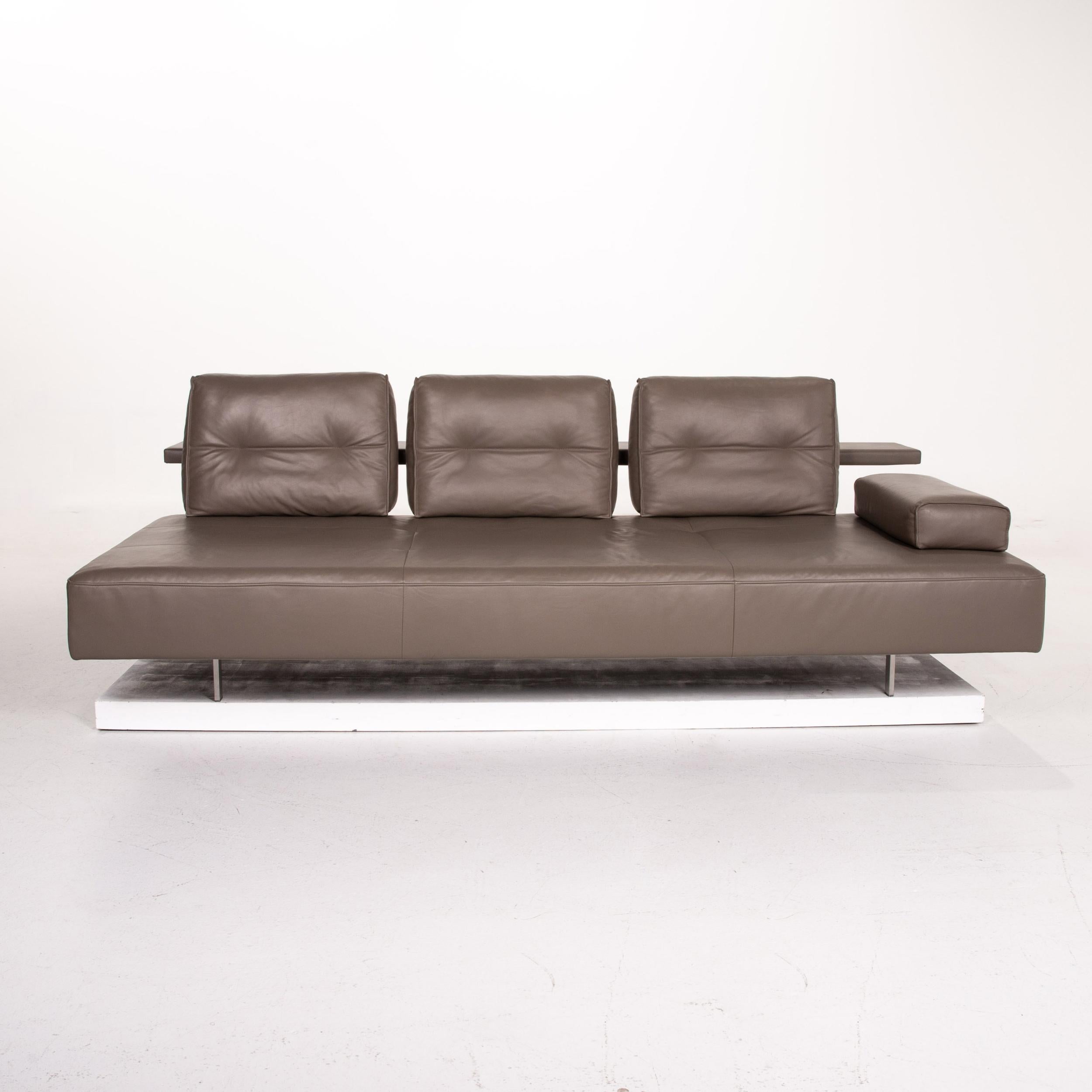 Modern Rolf Benz Dono Leather Sofa Brown Three-Seat Couch For Sale
