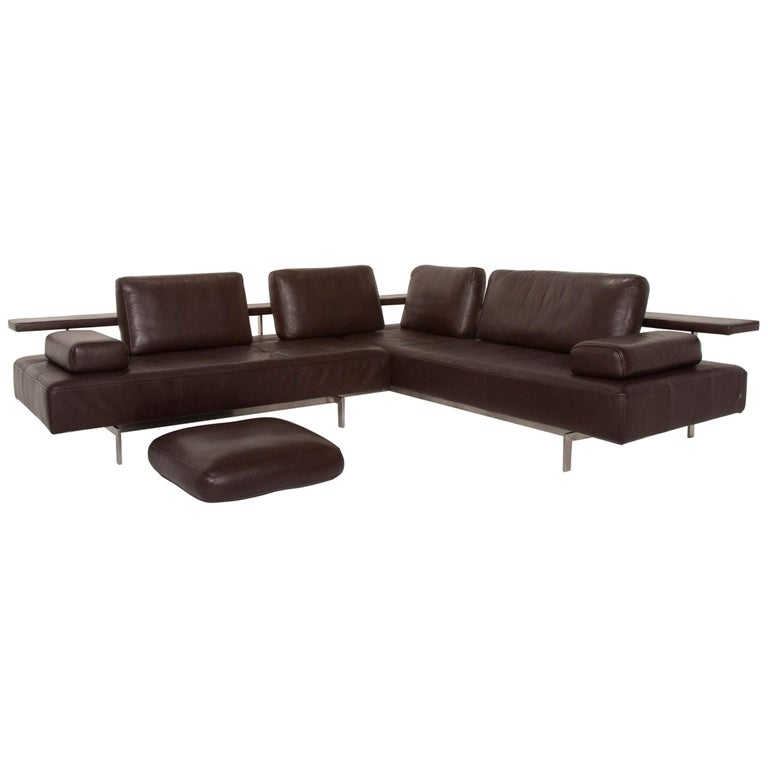 Rolf Benz Dono Leather Sofa Dark Brown Corner Sofa Function For Sale at  1stDibs