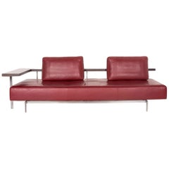 Rolf Benz Dono Leather Sofa Red Three-Seat Couch