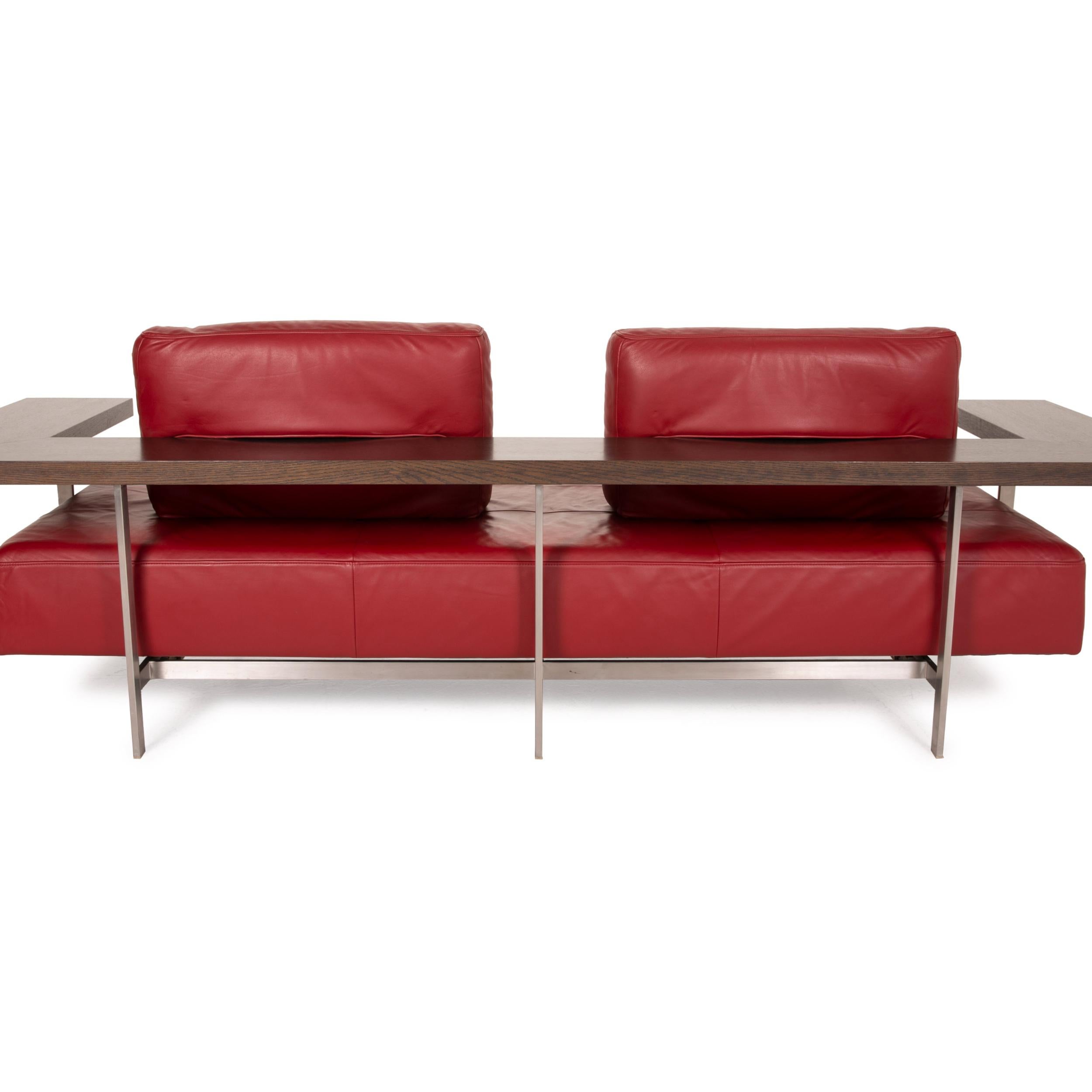 Rolf Benz Dono leather sofa red two-seater couch 4
