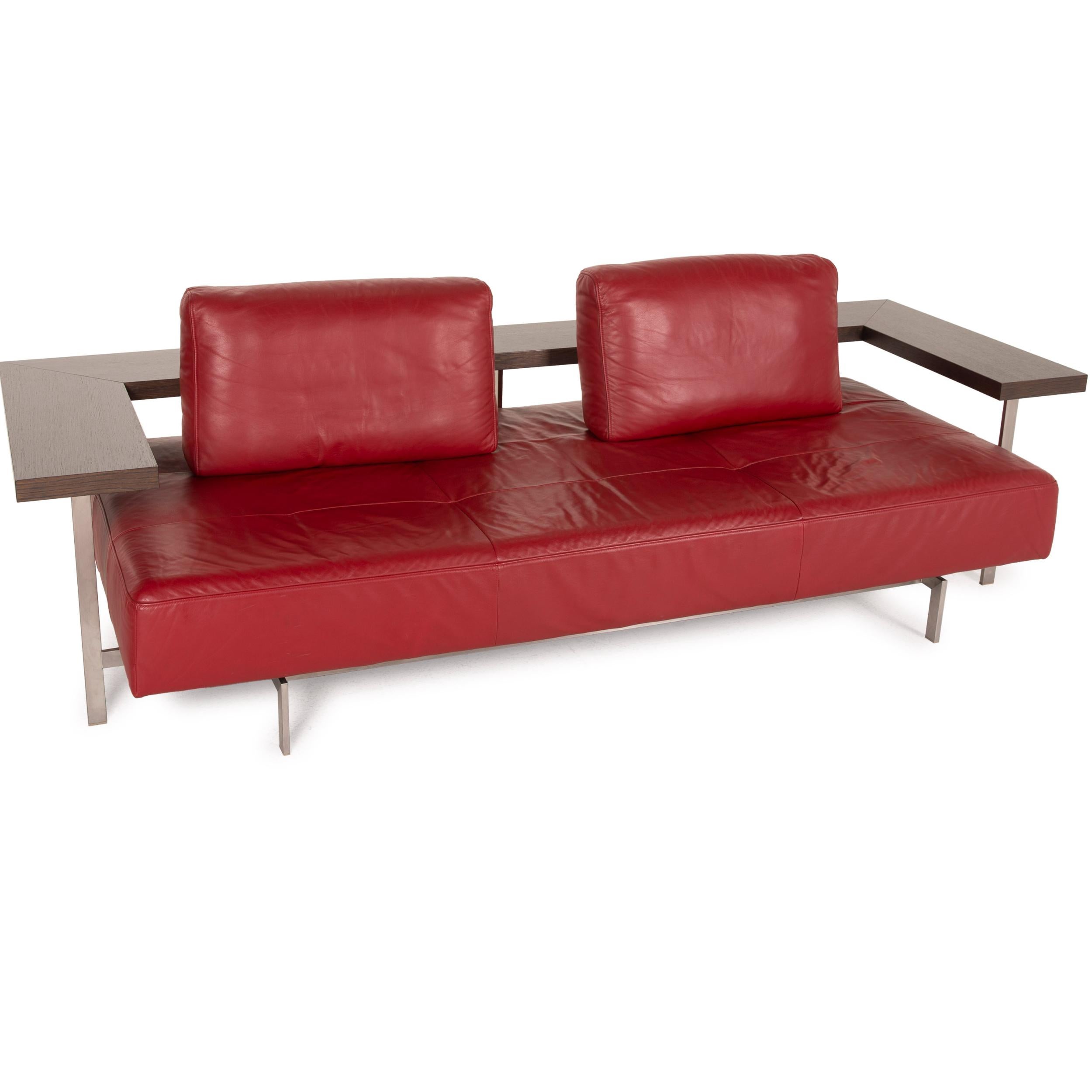 Modern Rolf Benz Dono leather sofa red two-seater couch