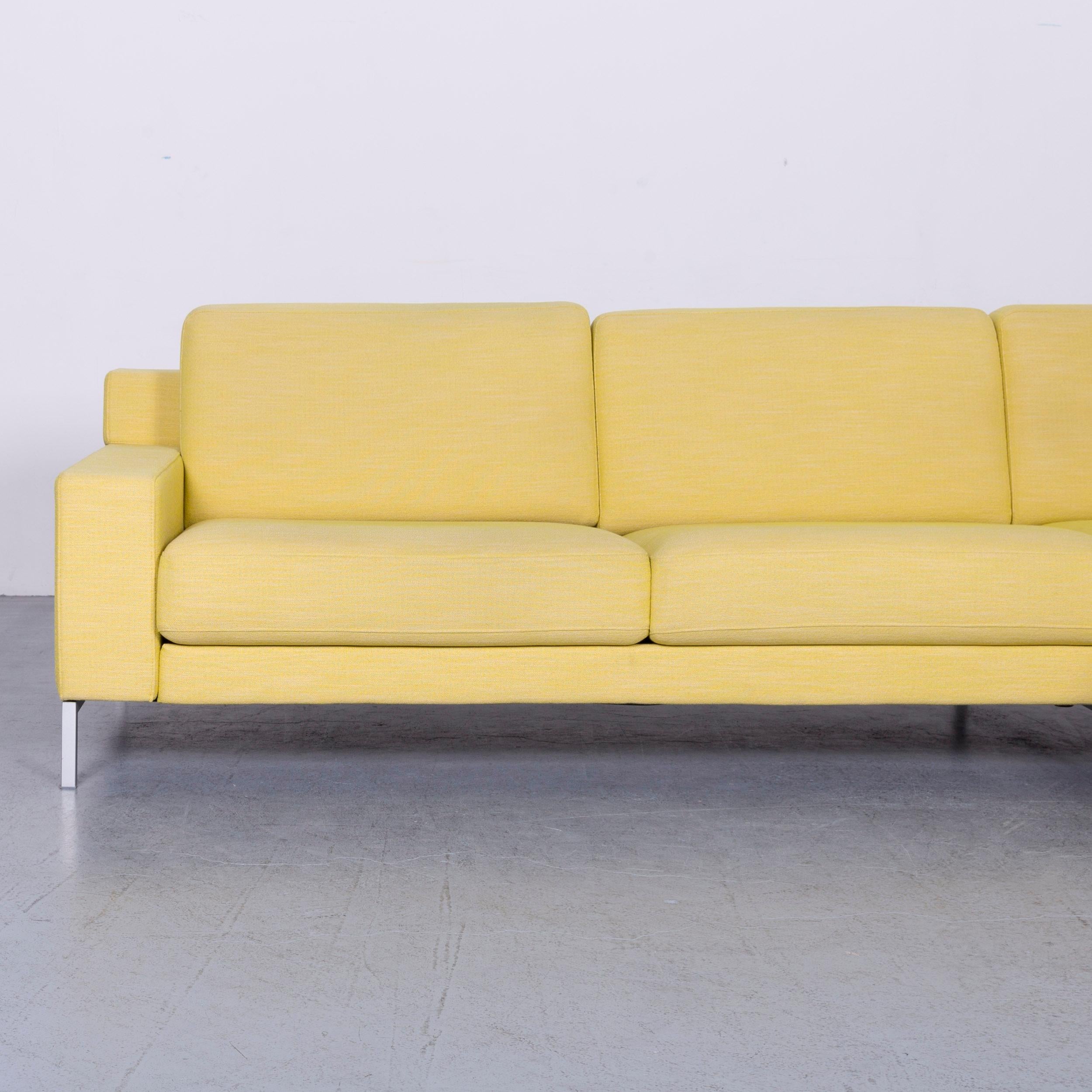 German Rolf Benz Ego Designer Fabric Corner Sofa Yellow For Sale