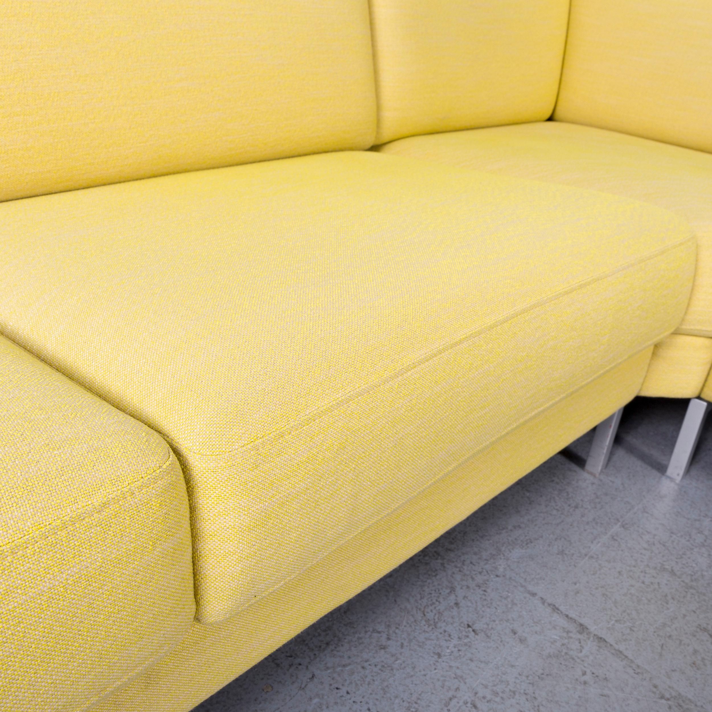 Contemporary Rolf Benz Ego Designer Fabric Corner Sofa Yellow For Sale
