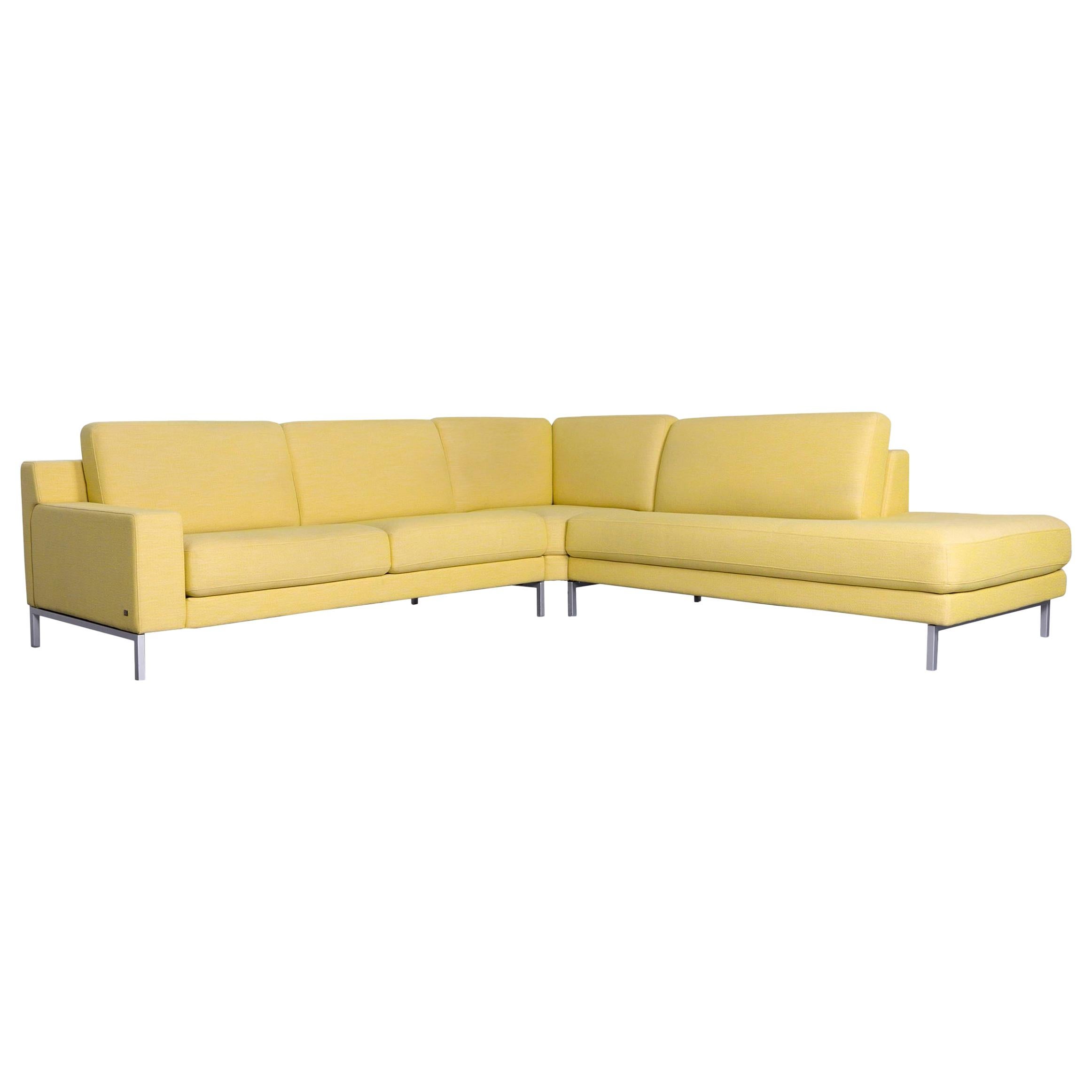 Rolf Benz Ego Designer Fabric Corner Sofa Yellow For Sale