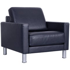 Rolf Benz Ego Designer Leather Armchair Blue