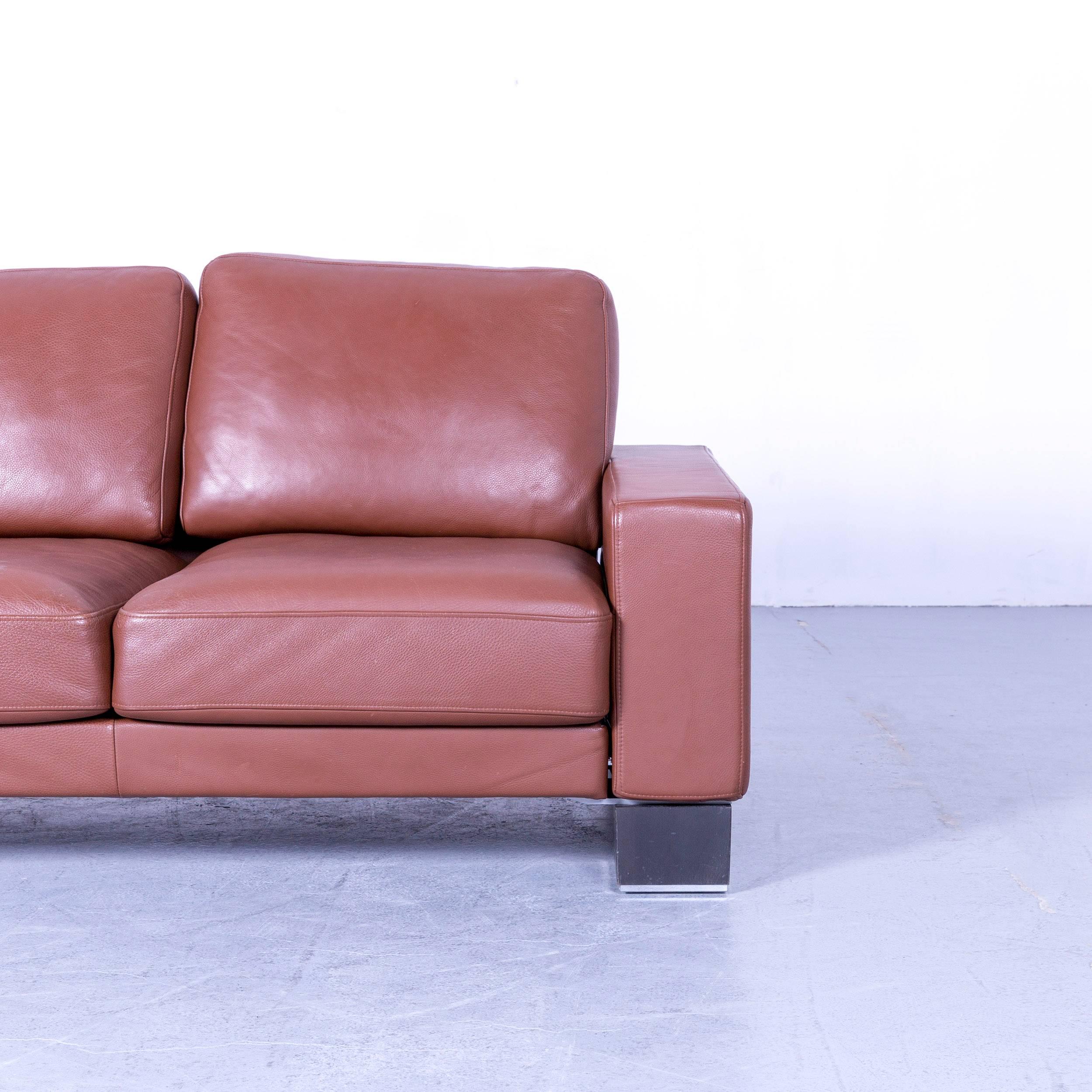 Rolf Benz Ego Designer Leather Sofa Brown Two-Seat In Good Condition In Cologne, DE