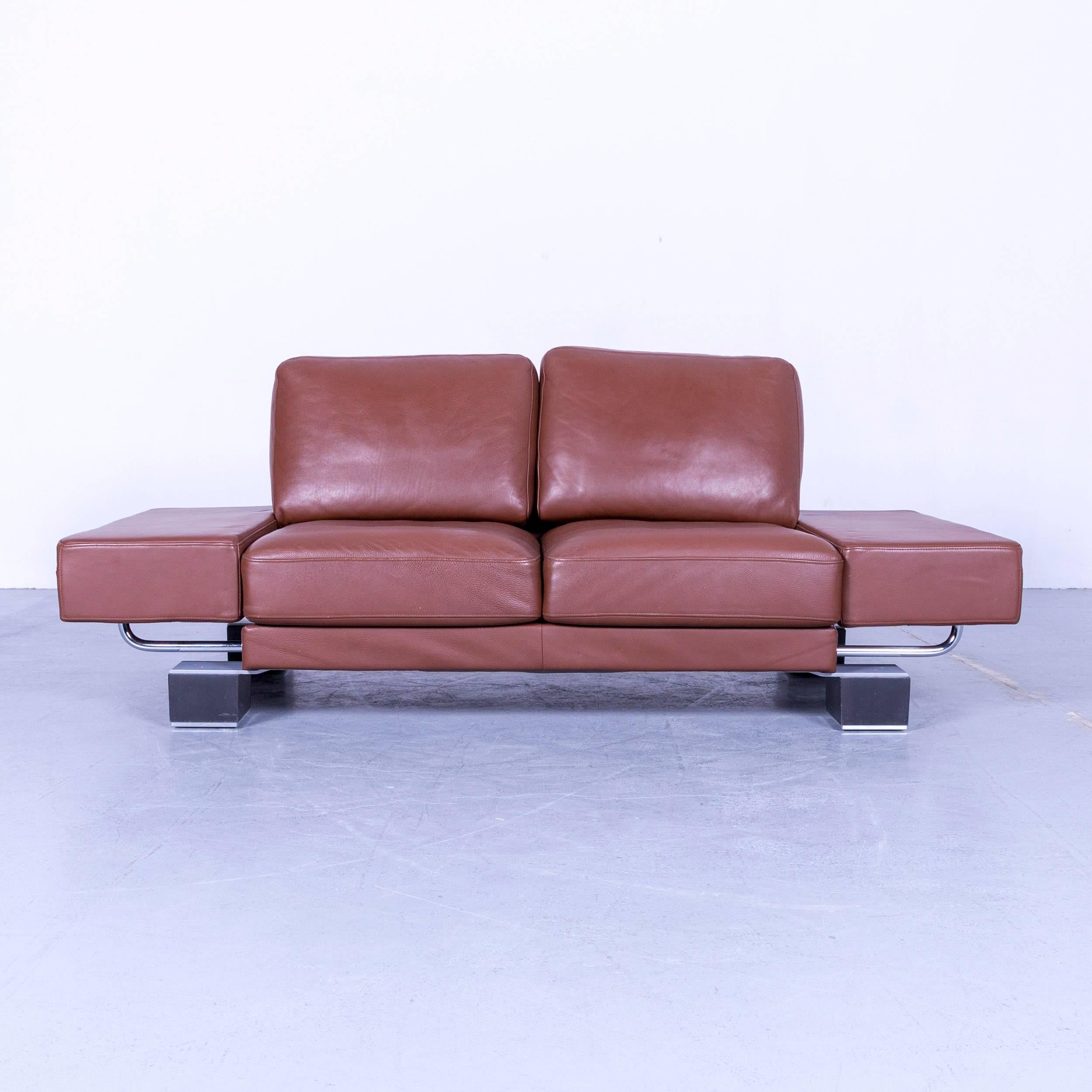 Contemporary Rolf Benz Ego Designer Leather Sofa Brown Two-Seat