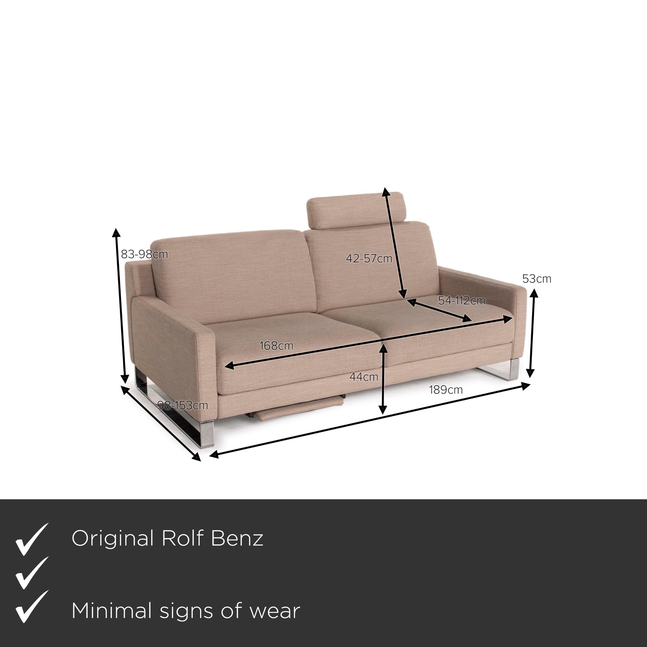 We present to you a Rolf Benz Ego fabric sofa beige two-seater.
 

 Product measurements in centimeters:
 

Depth: 98
Width: 189
Height: 83
Seat height: 44
Rest height: 53
Seat depth: 54
Seat width: 63
Back height: 42.
 