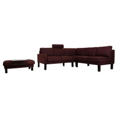 Rolf Benz Ego Fabric Sofa Brown Corner Sofa Couch Incl. Stool