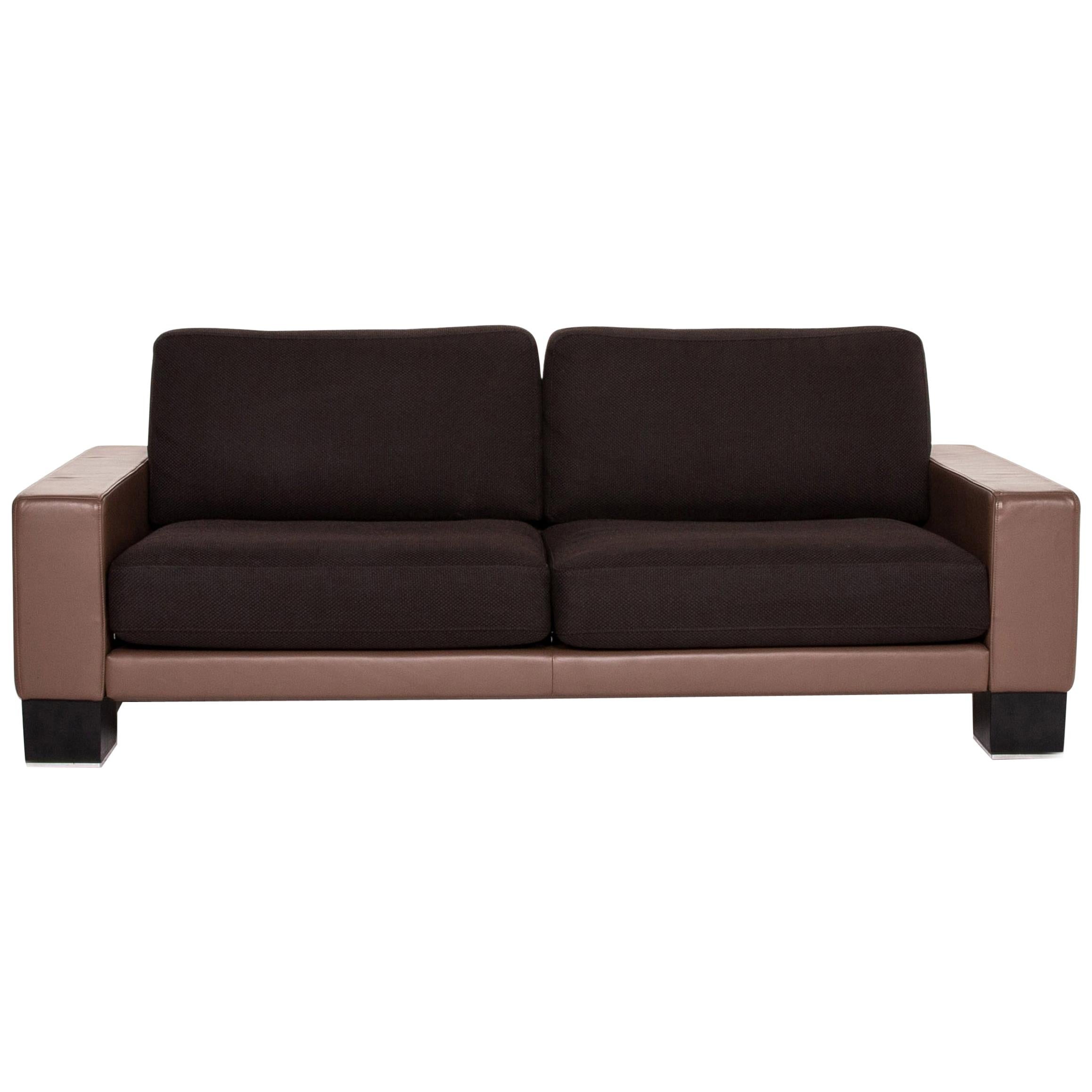 Rolf Benz Ego Leather Fabric Sofa Three-Seat Couch