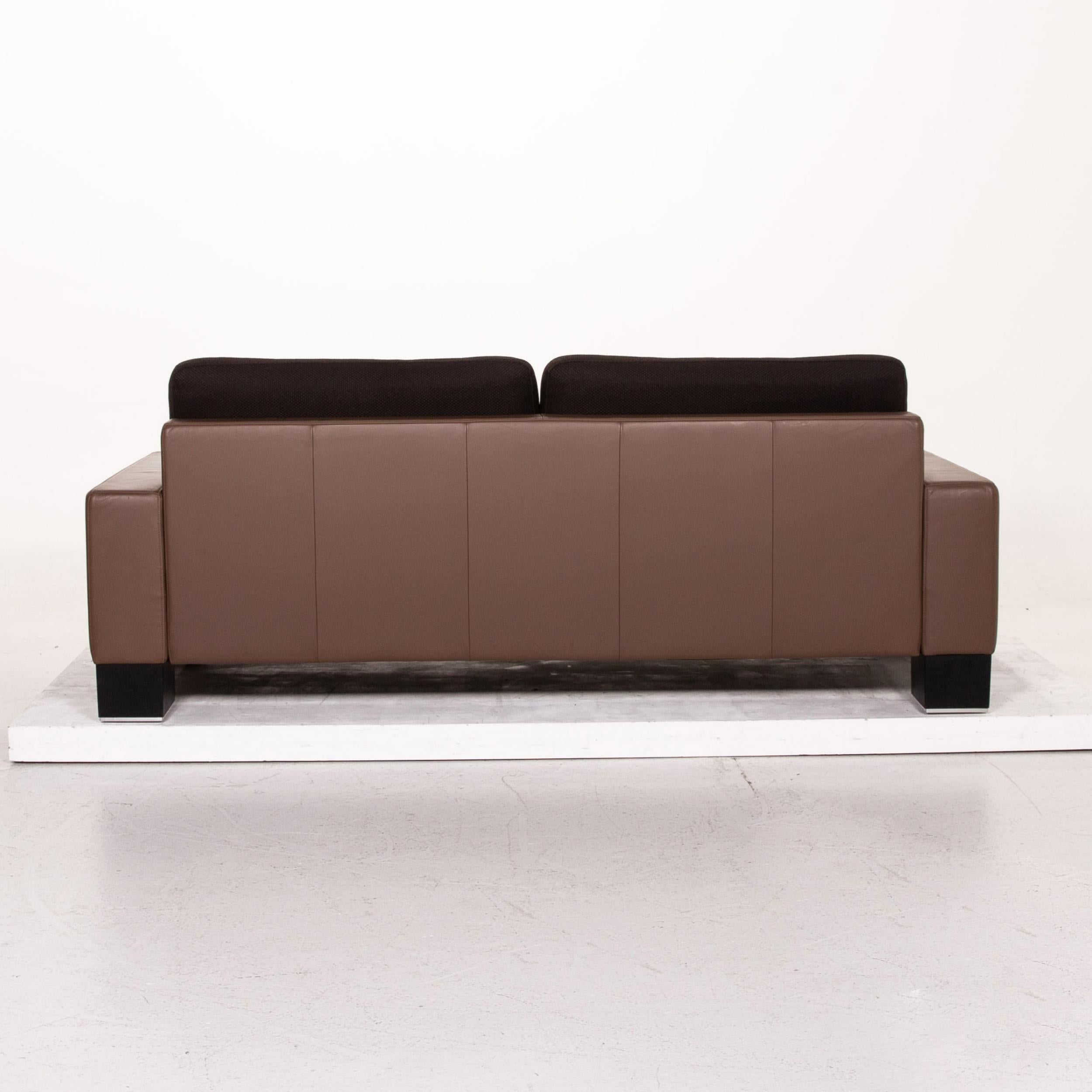Rolf Benz Ego Leather Fabric Sofa Three-Seat Couch 4