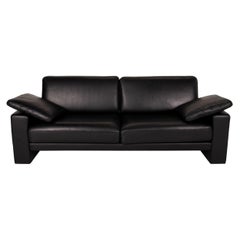 Rolf Benz Ego Leather Sofa Black Two-Seater Couch